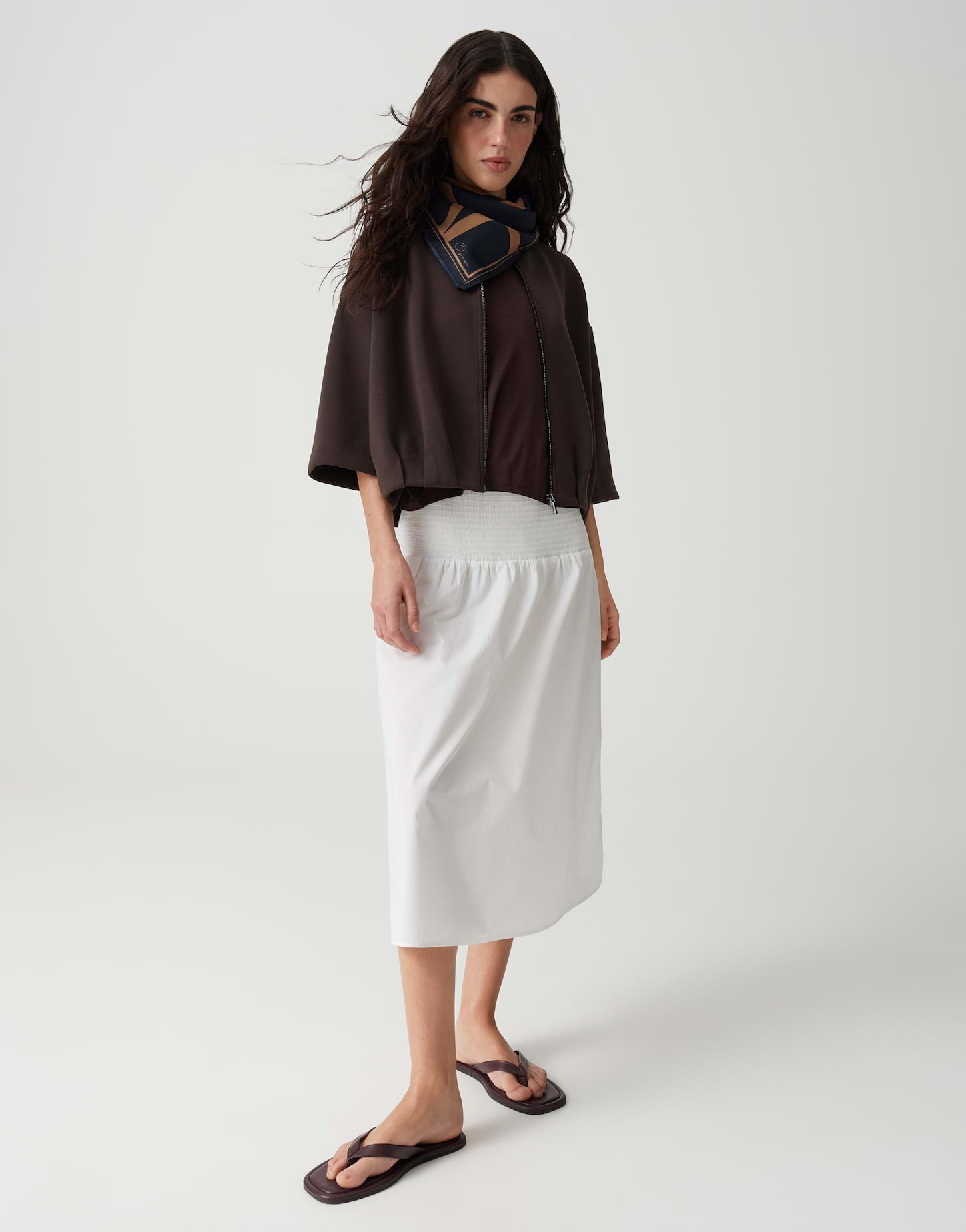 OPUS Halstuch aus Satin mit grafischem Muster, Fließender Fall mit modernem Statement Look