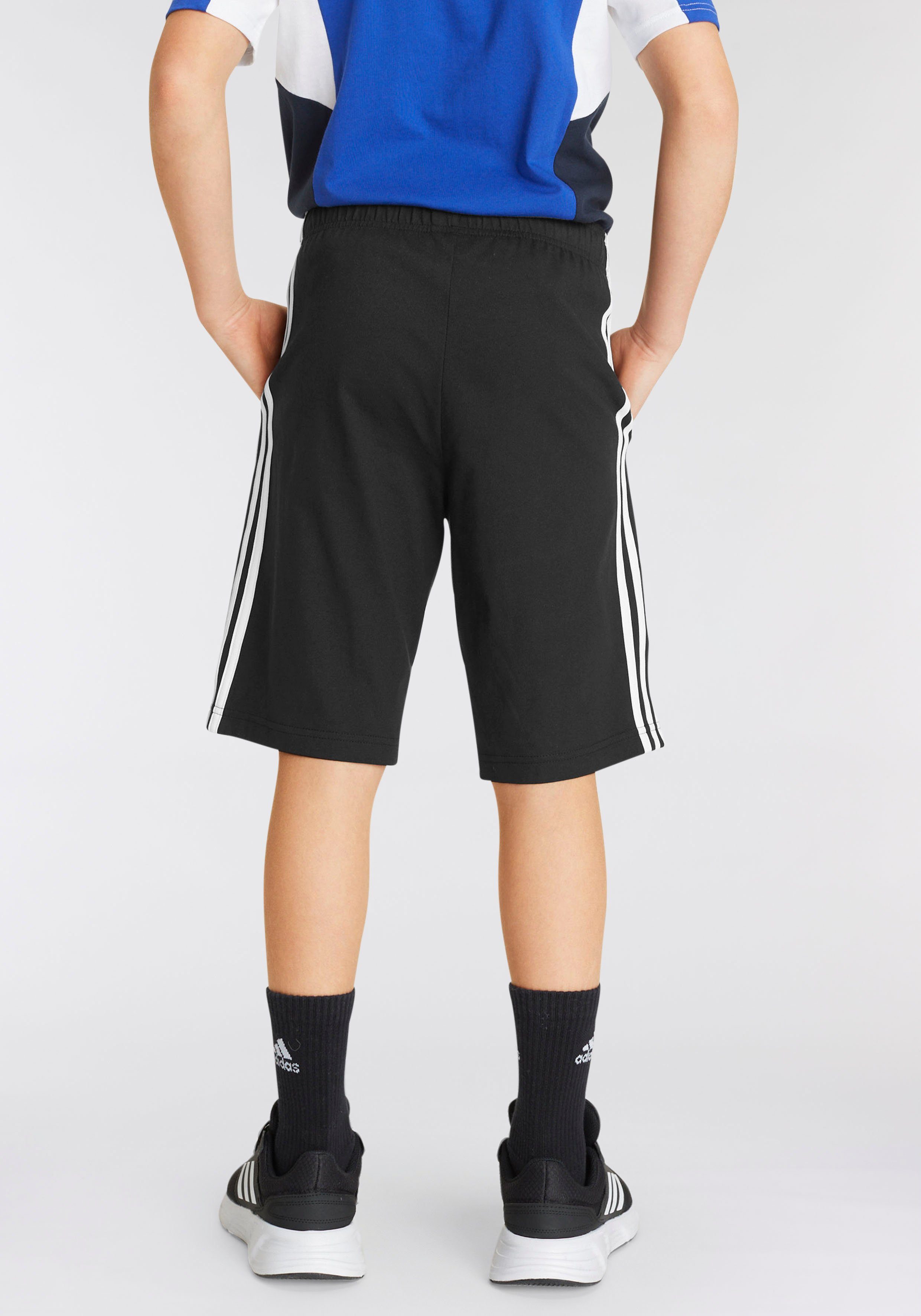 ESSENTIALS White Sportswear KNIT Black (1-tlg) / 3-STREIFEN Shorts adidas