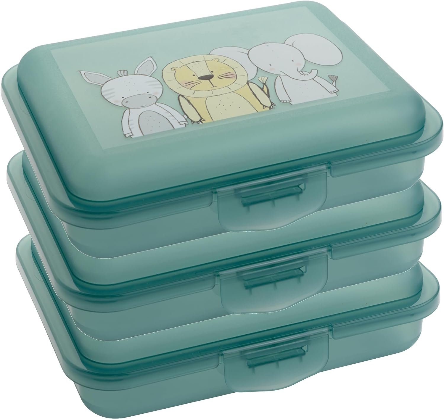 Centi Lunchbox Brotdose Kinder, Spülmaschinengeeignet, Brotdose ohne BPA, Kunststoff, Kunststoff, (Set, 3-tlg., 3-tlg., 15 x 12 x 5cm Farbe: Mint), lebensmittelecht, Klappdeckel mit praktischem Klickverschluss