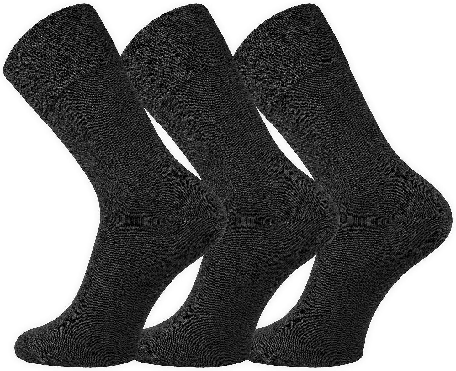 FussFreunde Piqué-Bund Basicsocken Schwarz mit 6 Paar Baumwoll-Socken Komfort breitem