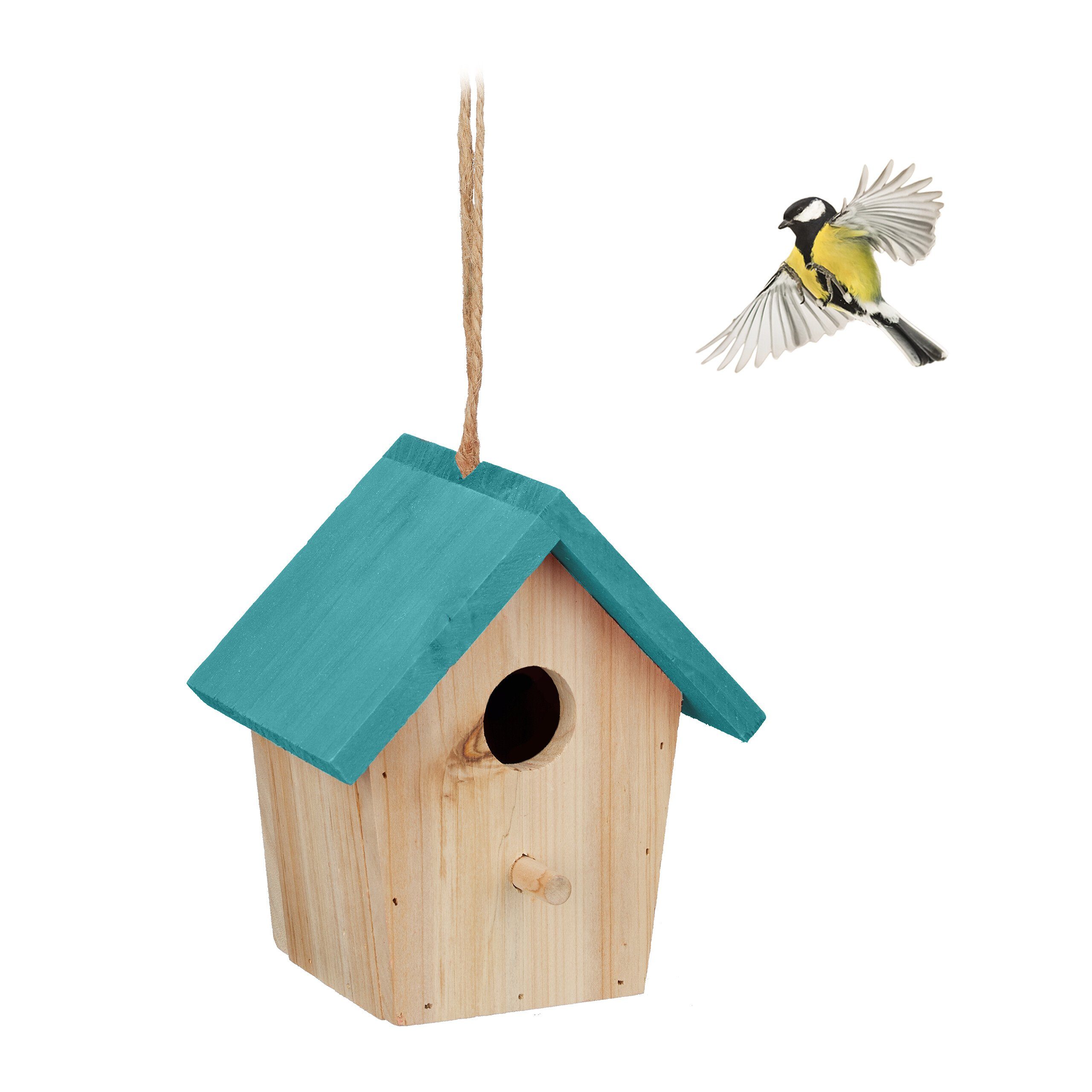 relaxdays Vogelhaus Deko Vogelhaus blaues Dach günstig online kaufen