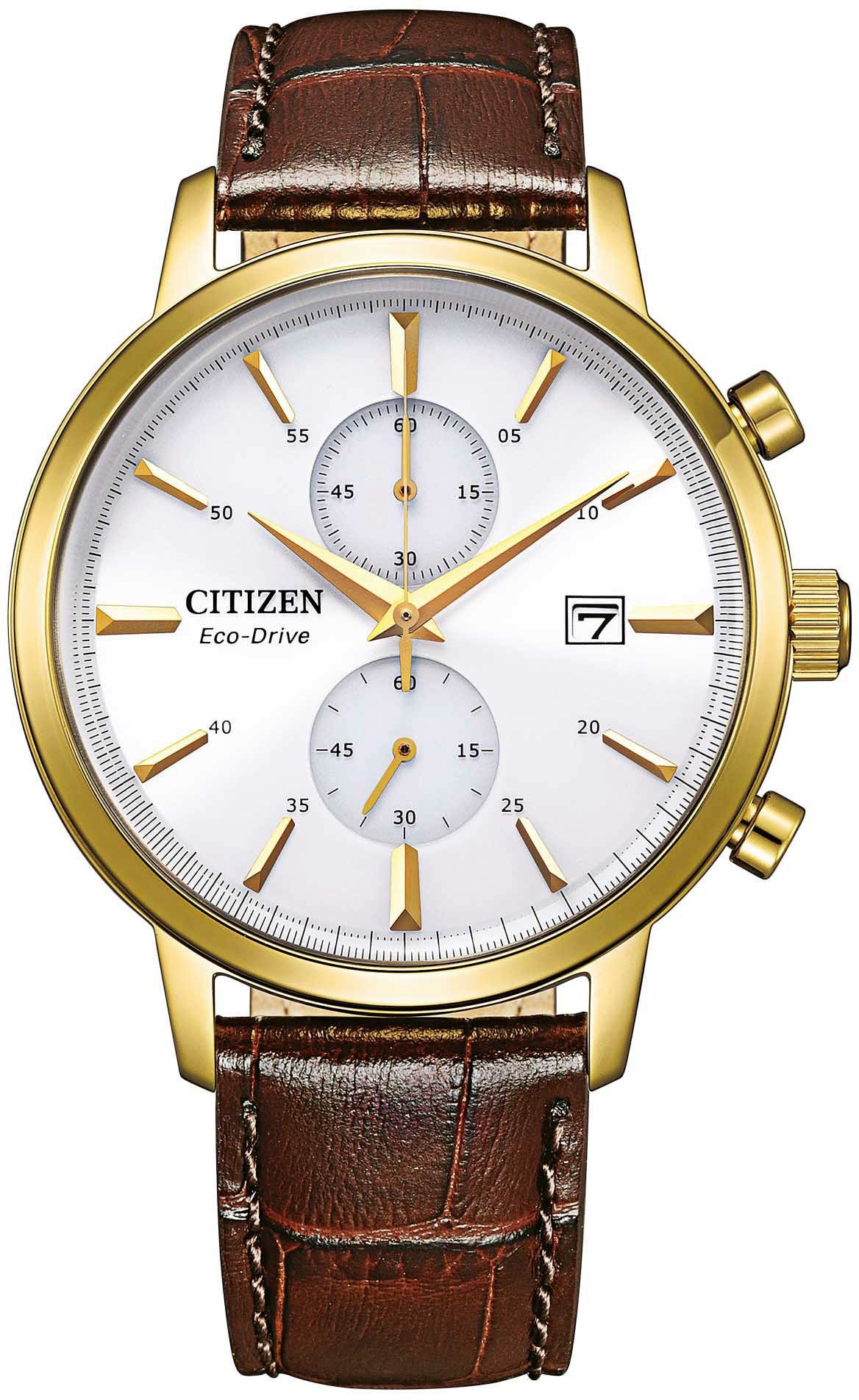 Citizen Chronograph CA7062-15A, Armbanduhr, Herrenuhr, Solar, Stoppfunktion, Lederarmband