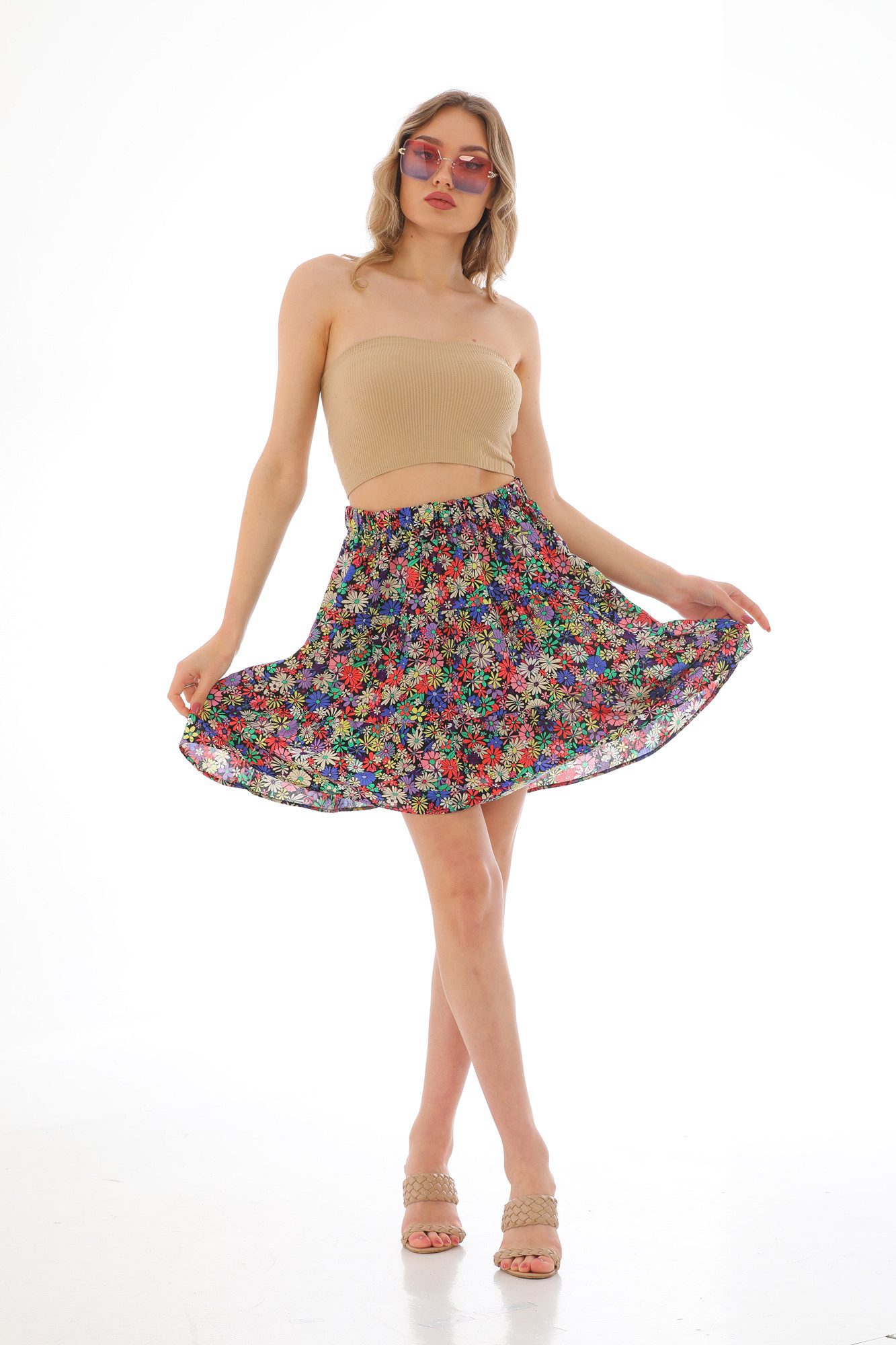 Bongual Strandrock Sommerrock Stufenrock mit Blümchen günstig online kaufen