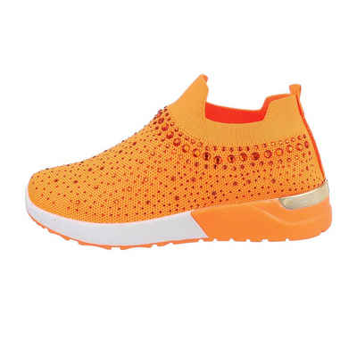 Ital-Design Damen Low-Top Freizeit Sneaker Flach Sneakers Low in Orange
