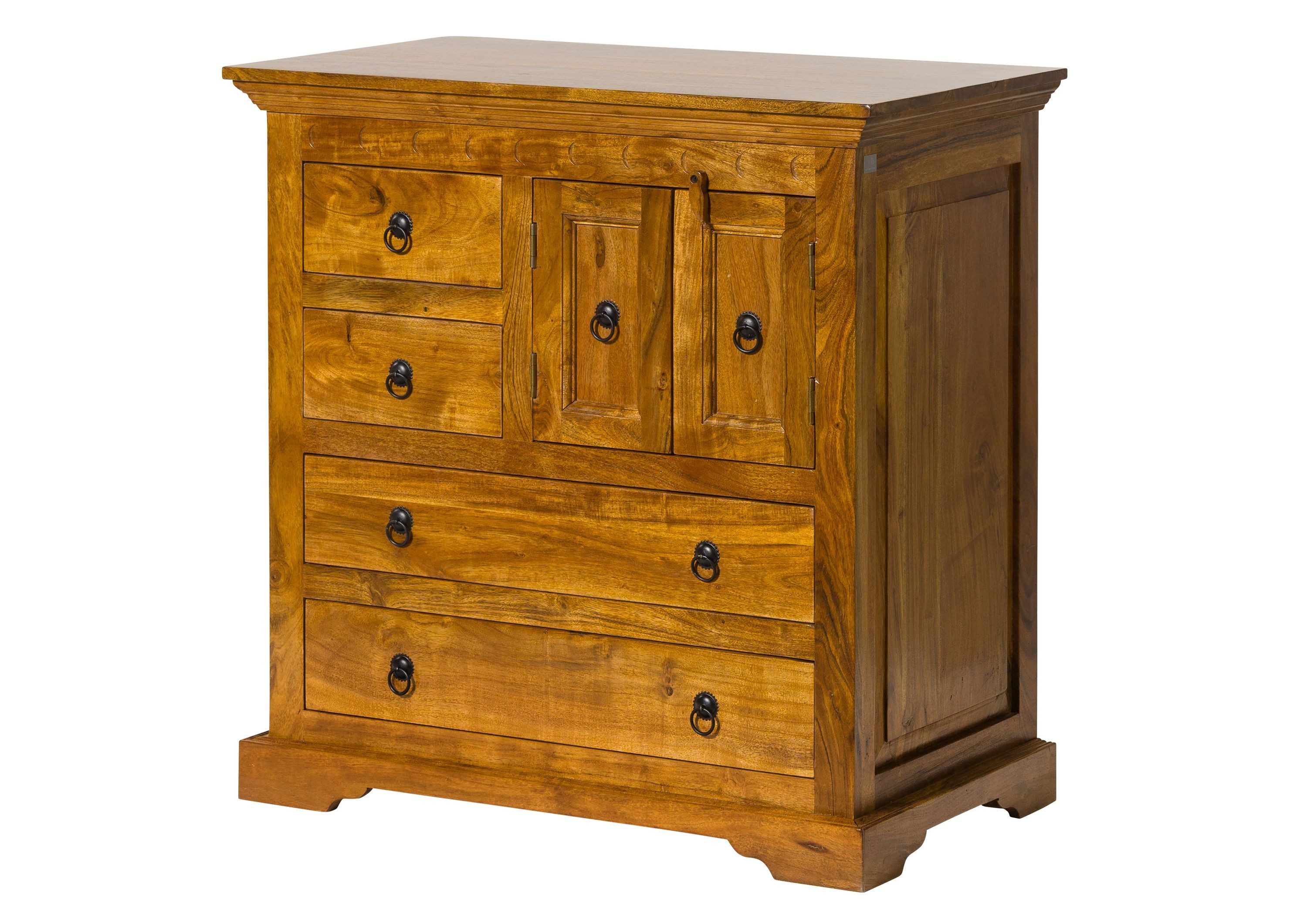 Massivmoebel24 Kommode OXFORD Akazie Massivholz hellbraun (Massivholz montiert 52 kg OXFORD #0446), Akazie 87x50x87 cm (BxTxH) hellbraun lackiert