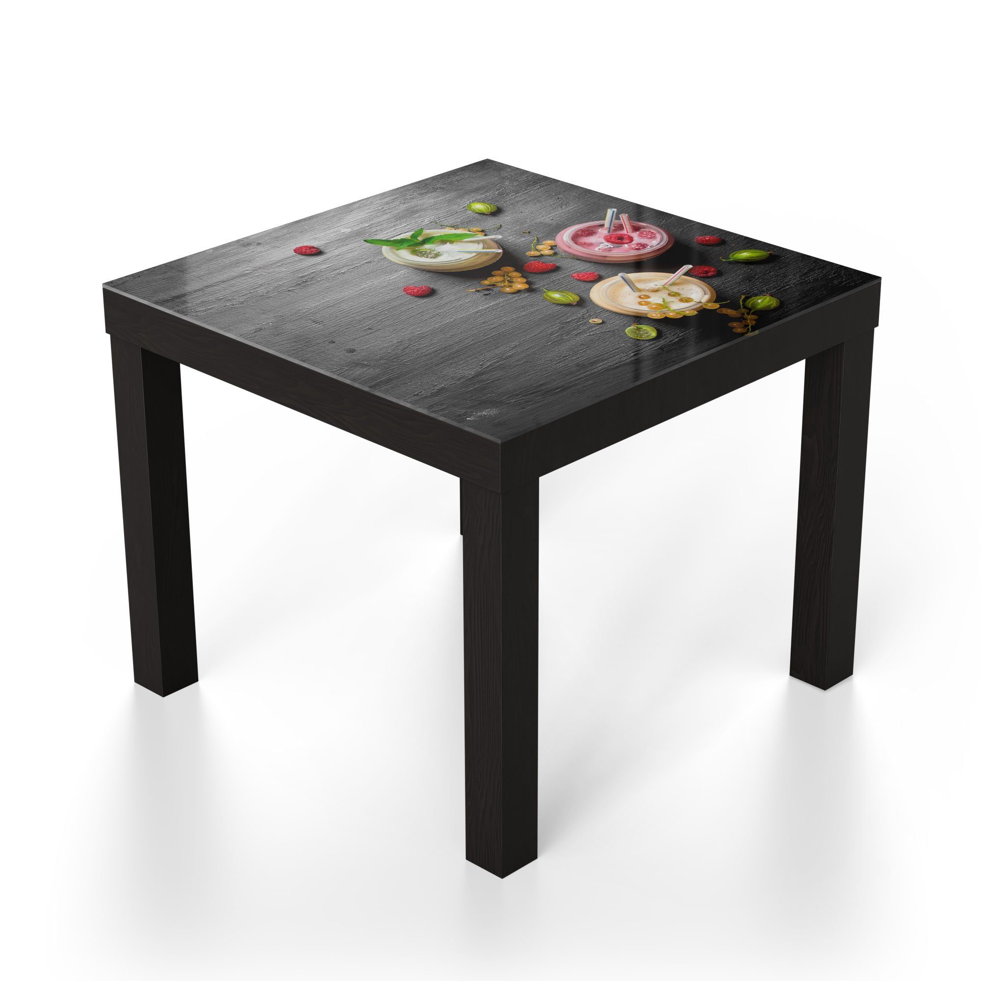 DEQORI Couchtisch 'Smoothies auf Beistelltisch modern Schiefer', Schwarz Glas Glastisch