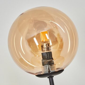 hofstein Stehlampe dimmbare Stehlampe aus Metall/Glas in Schwarz/Bernsteinfarben, ohne Leuchtmittel, Standleuchte Glaskugeln Ø12cm, dimmbar, 5xG9, ohne Leuchtmittel