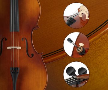 Classic Cantabile Cello Student Cello in 4/4 Größe, Komplett-Set, inkl. Tasche und Bogen, Handgefertigte Qualität