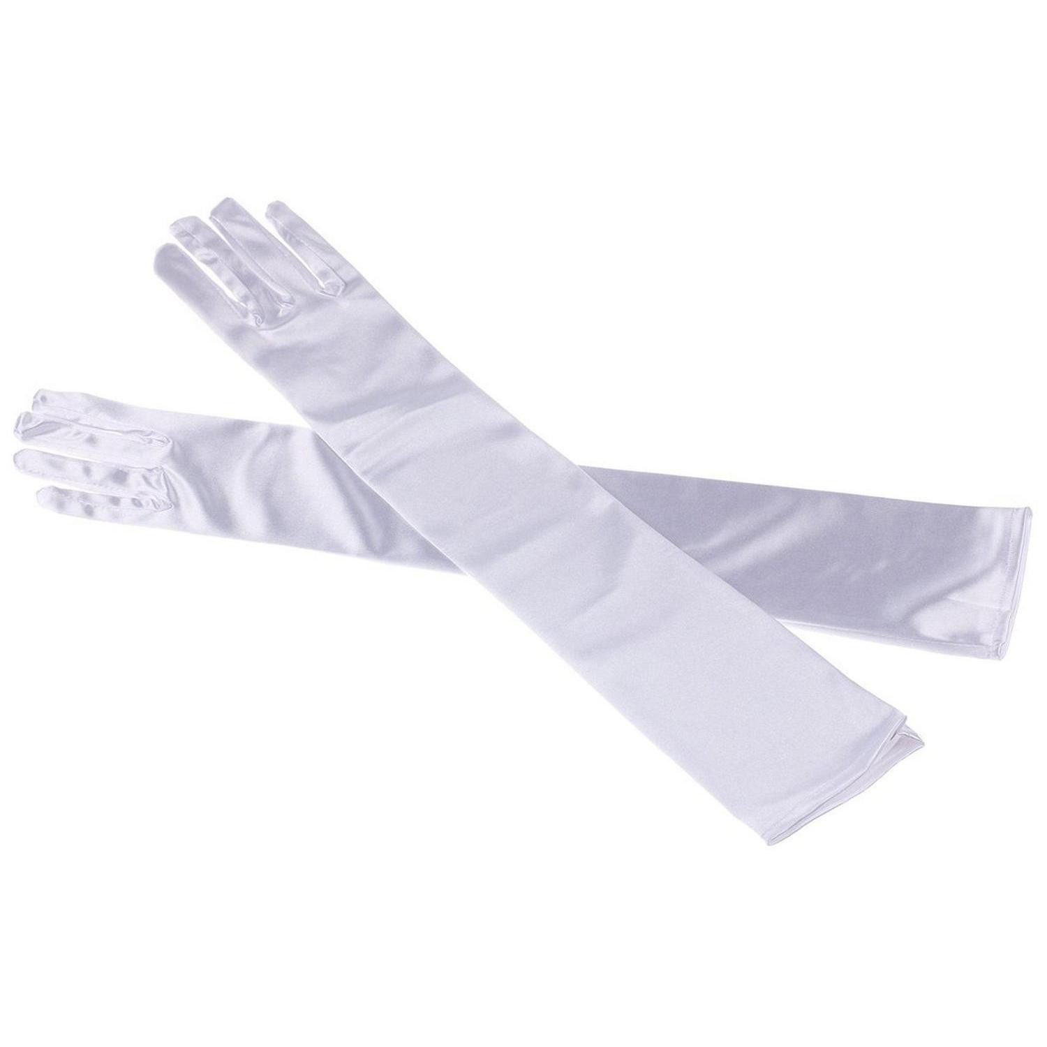 LuxusKollektion Abendhandschuhe Braut Handschuhe Satin Ellenbogenlang Weiß (1-St)