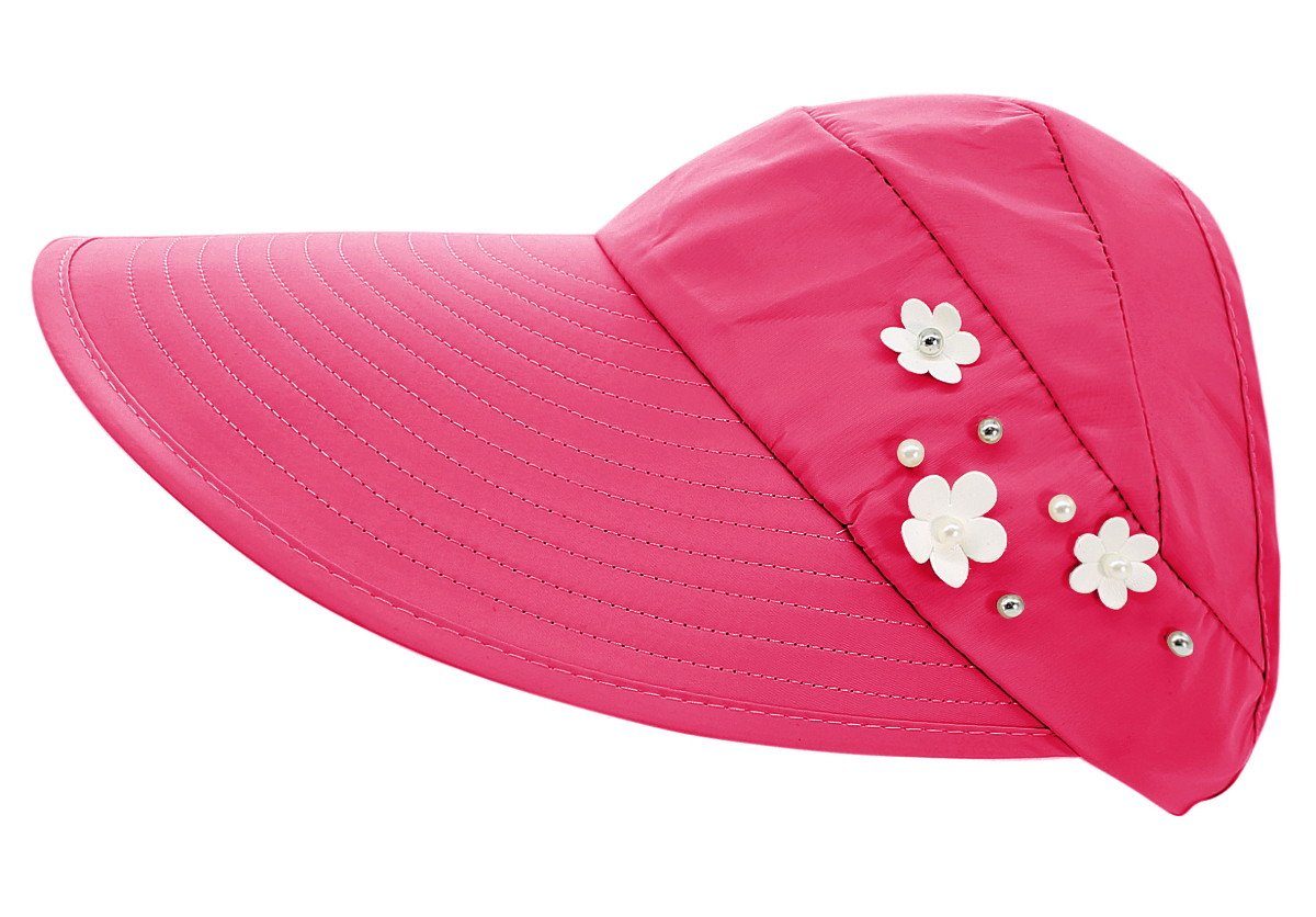 One Faltbarer Damen K022-Pink Visor Sonnenvisor Sonnenhut Kappe Schirmmütze Size Visor dy_mode