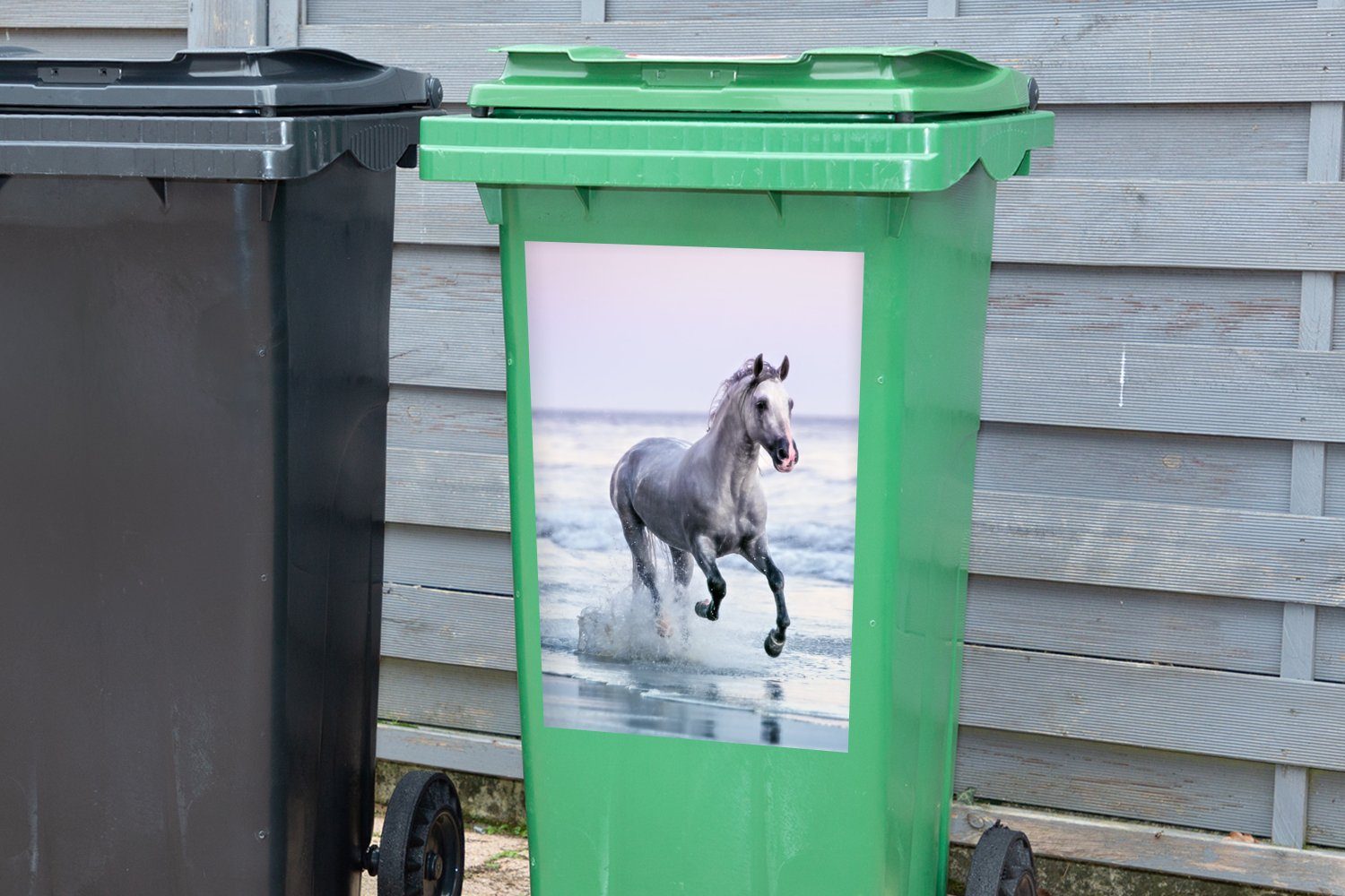 MuchoWow Wandsticker Pferd - - St), Meer Mülleimer-aufkleber, Container, (1 Mülltonne, Pastell Sticker, Abfalbehälter