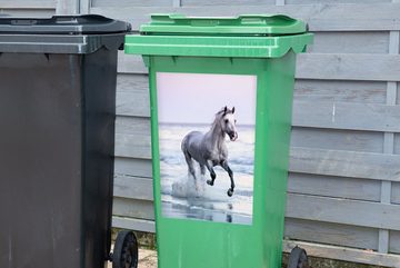 MuchoWow Wandsticker Pferd - Meer - Pastell (1 St), Mülleimer-aufkleber, Mülltonne, Sticker, Container, Abfalbehälter