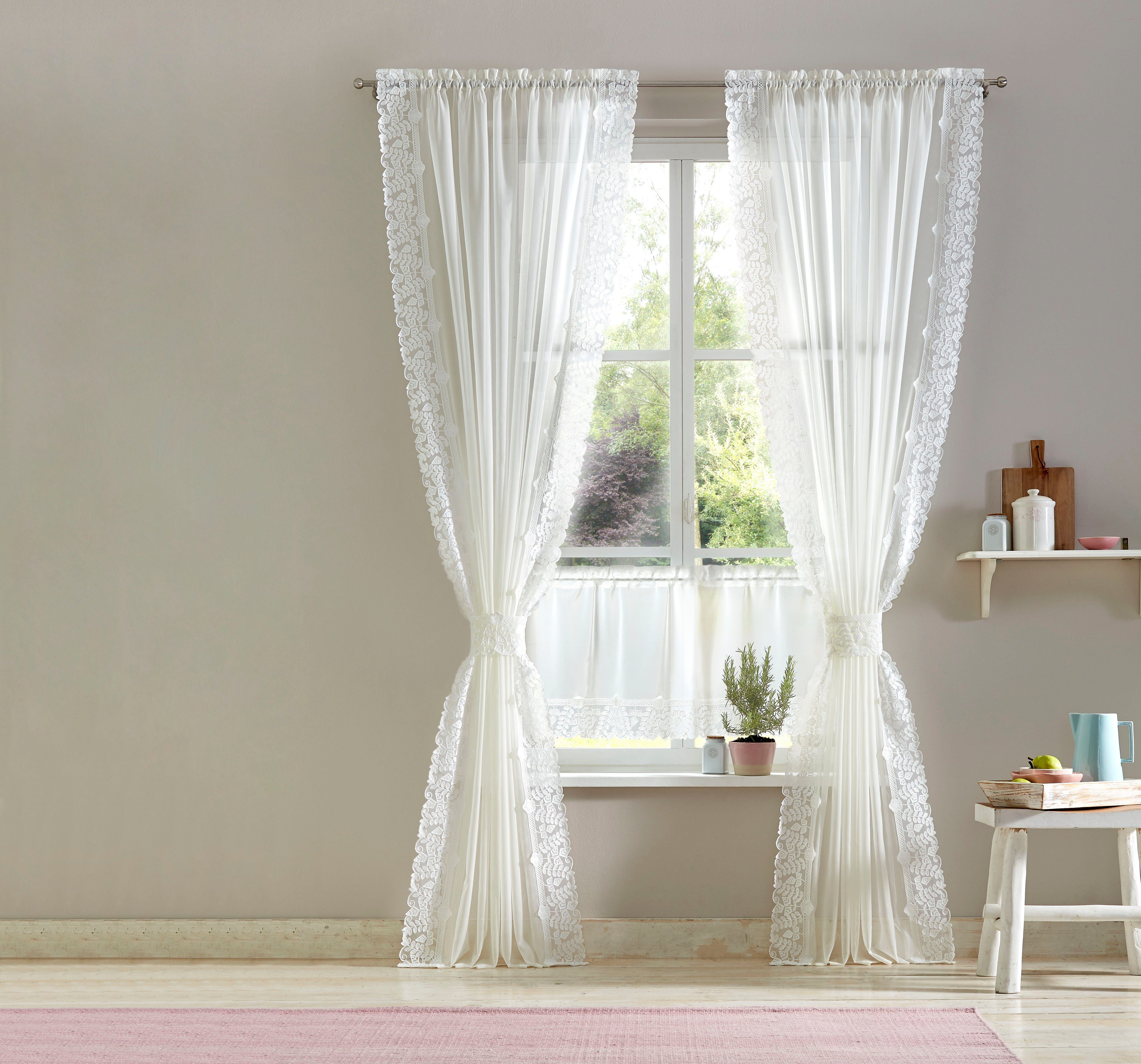 Voile (1 Stangendurchzug Lea, Gardine St), affaire, transparent, Home