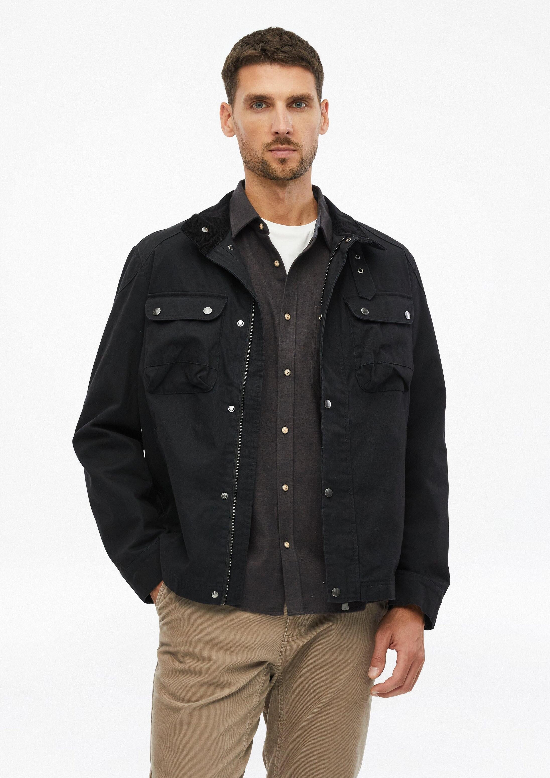 s.Oliver Funktionsjacke Outdoor-Jacke Canvas-Jacke im Bikerstil mit weichem Innenfutter