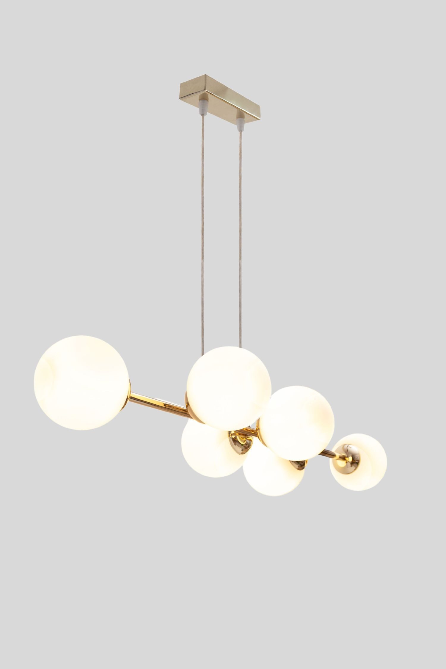 Licht-Erlebnisse Pendelleuchte DEKUT, ohne Leuchtmittel, Metall Glas E27 H: max. 95 cm in Gold Weiß Kugel Schirm Modern