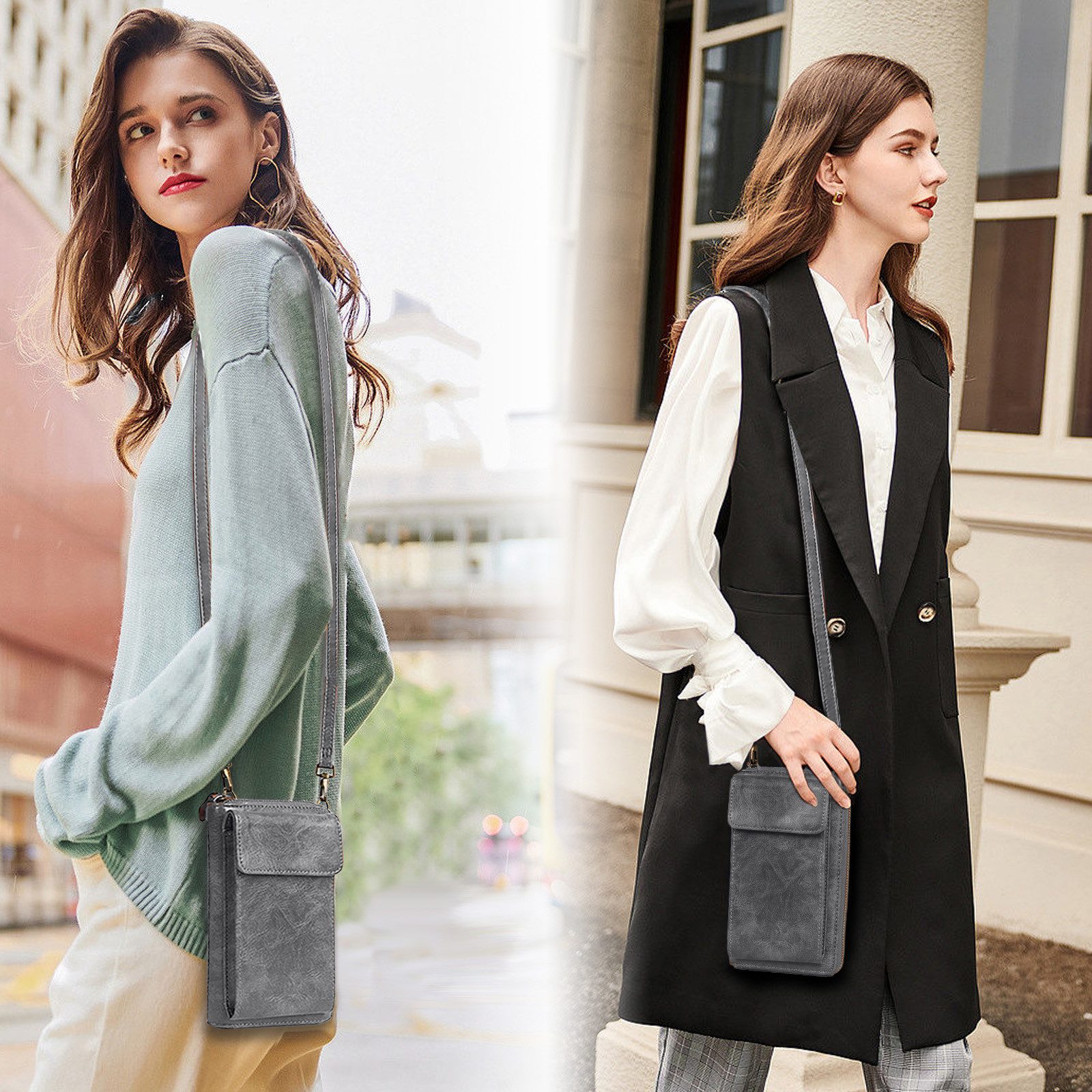 TAN.TOMI Schultertasche Handytasche Damen Cross-Body zum Umhängen mit RFID Blocking (Vielen Fächern Schultertasche Damen), Handy Tasche Damen Umhänge mit Abnehmbarem Gurt