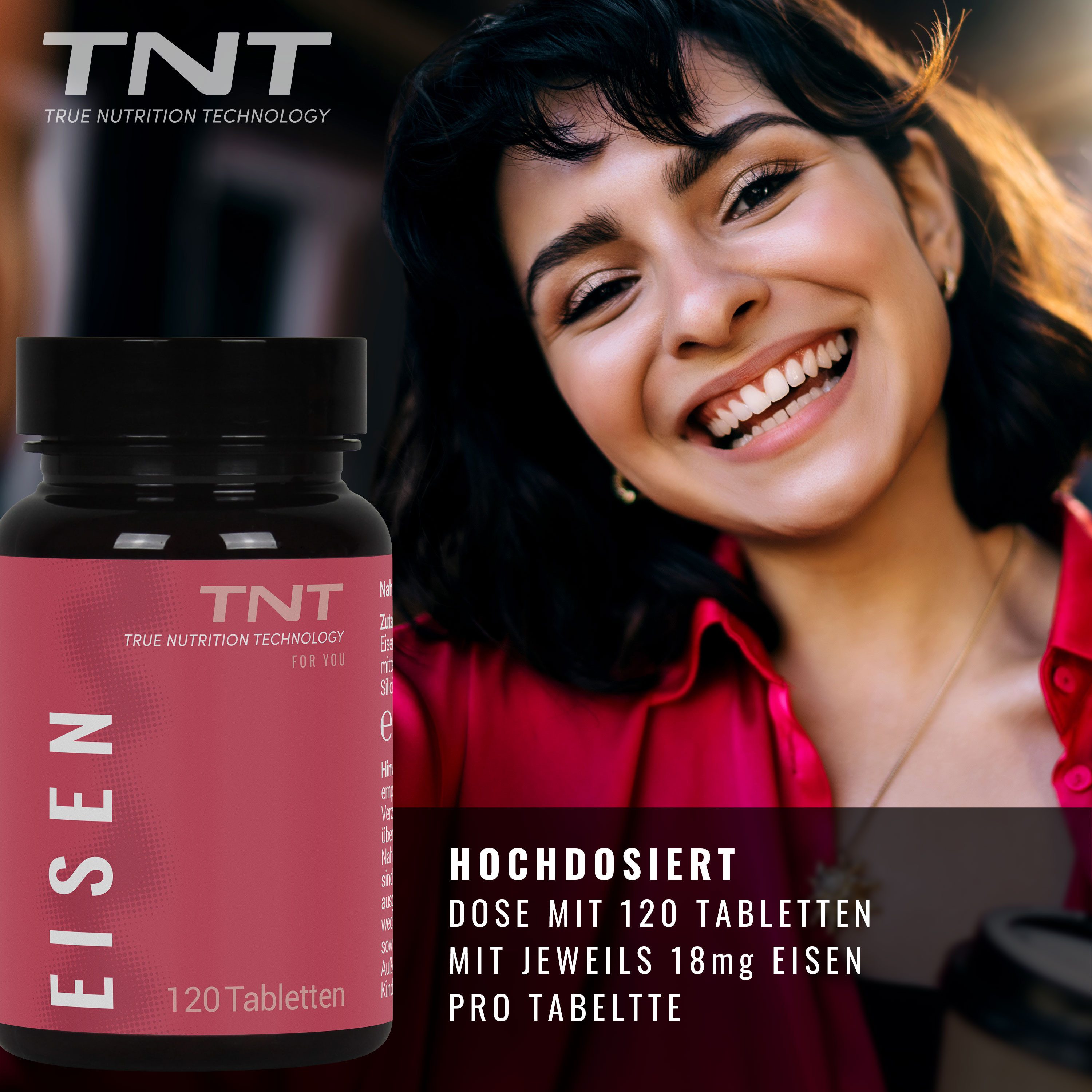 TNT (True Nutrition Technology) Eisen Tabletten, 18mg Eisen pro Tablette Tabletten, 120,00 St., 24 g