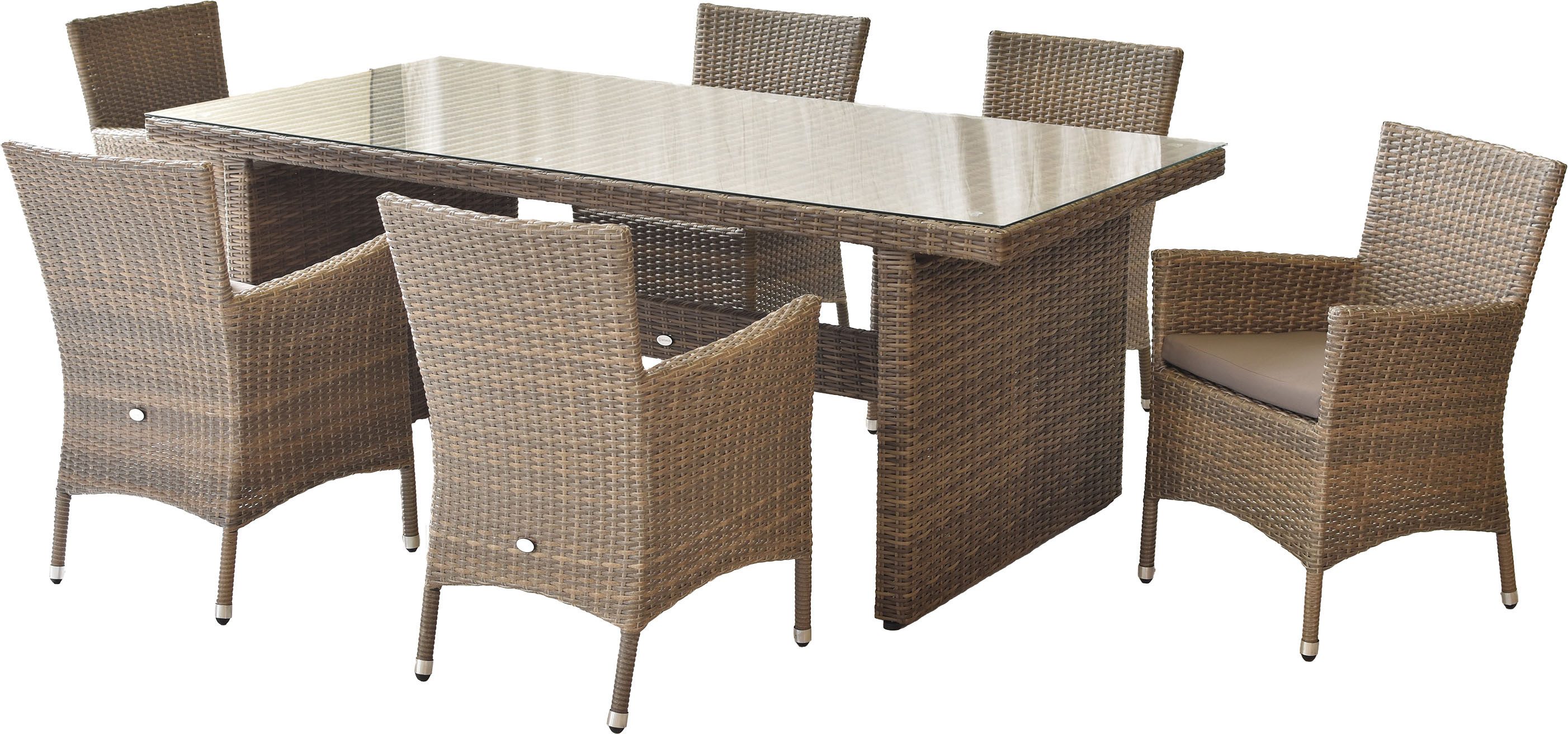 MERXX Garten-Essgruppe Teneriffa, (Set, 13-tlg), inkl. 6 Sessel, 6 Auflagen, 1 Tisch