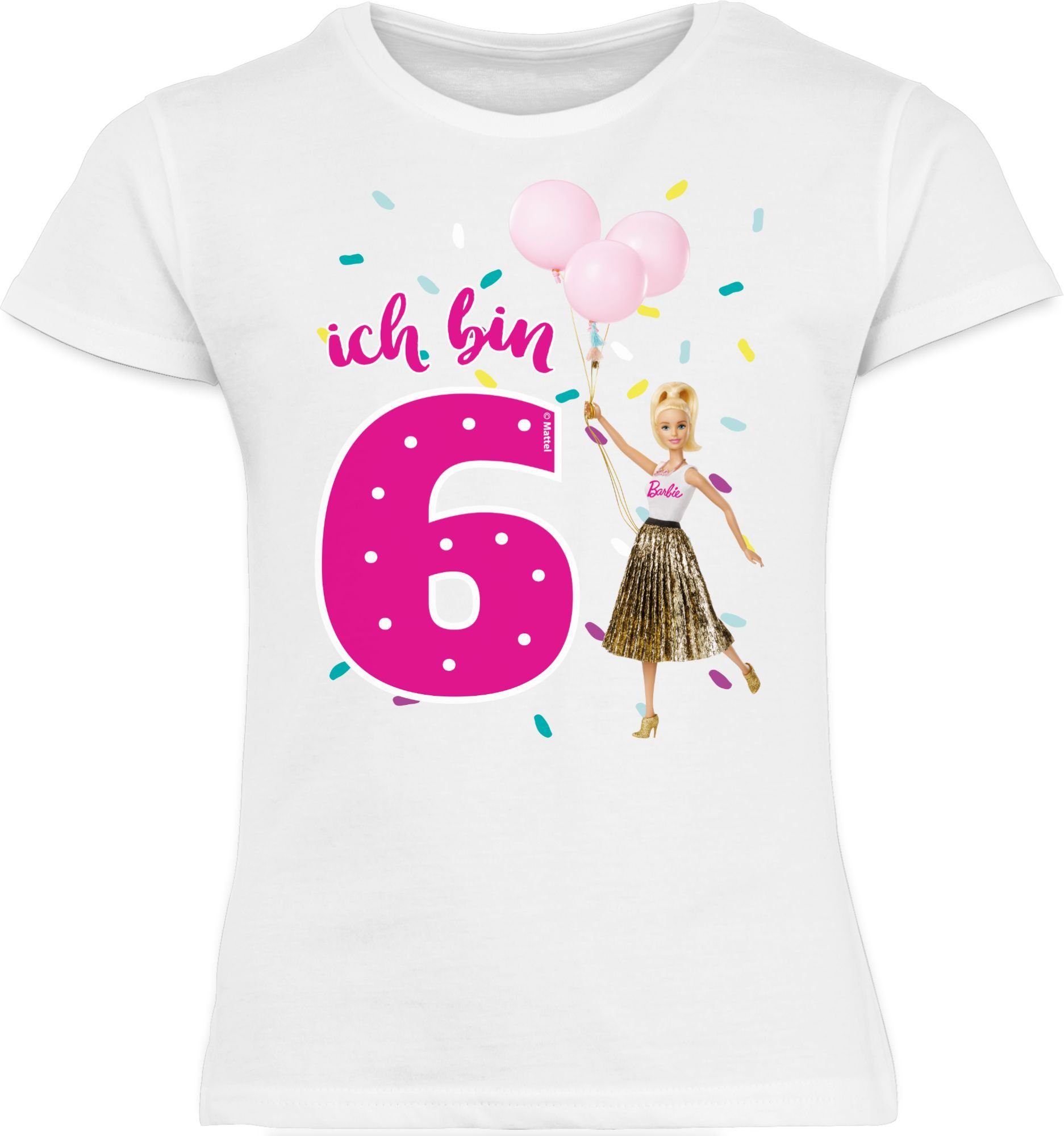 bin 6 Weiß Ich Barbie Luftballons - Shirtracer T-Shirt 01 Mädchen