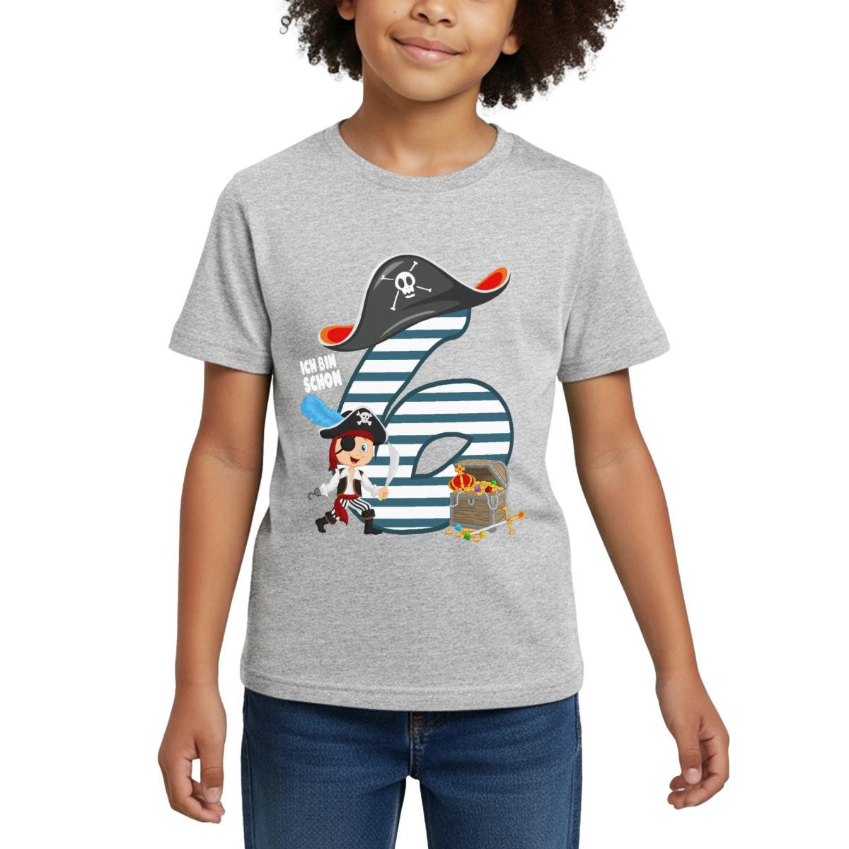 T-Shirt 6. Geburtstag Ich Bin Schon Sechs Pirat Schatz Kinder T-Shirt