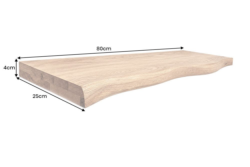 riess-ambiente Wandregal GRAND OAK 80cm natur - geöltes Eichenholz, Baumkante, handmade, Unikat, Einzelartikel 1-tlg., Natürliche Ablage - ideal für Wohn- und Schlafzimmer oder Flur