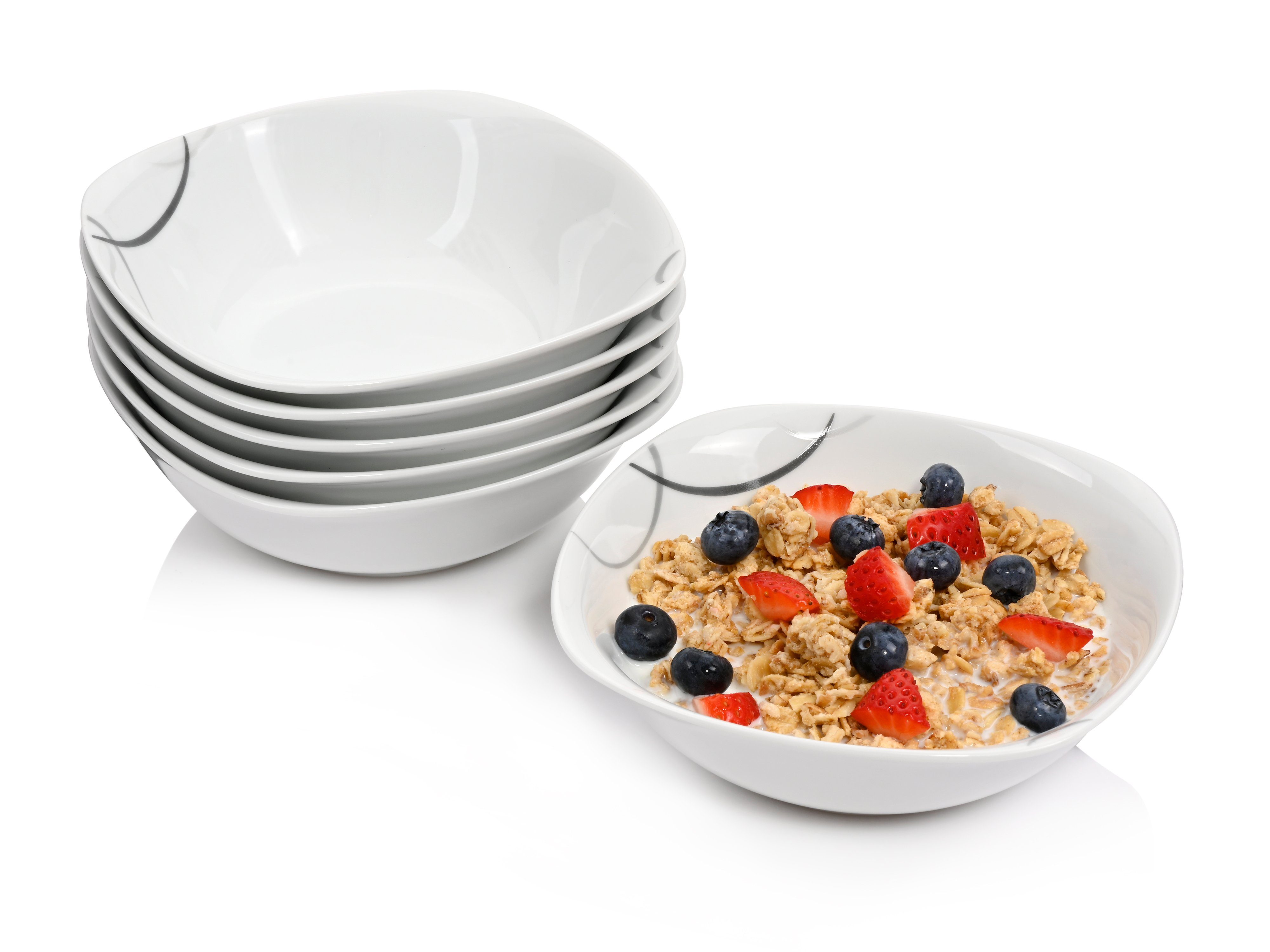 SÄNGER Müslischale Bilgola Black Circles, Porzellan, (Set, 6-tlg), Müslischüssel Set zeitlos, glänzend, spülmaschinengeeignet. Reduzierter Preis € 14,99. Unverbindliche Preisempfehlung € 39,99