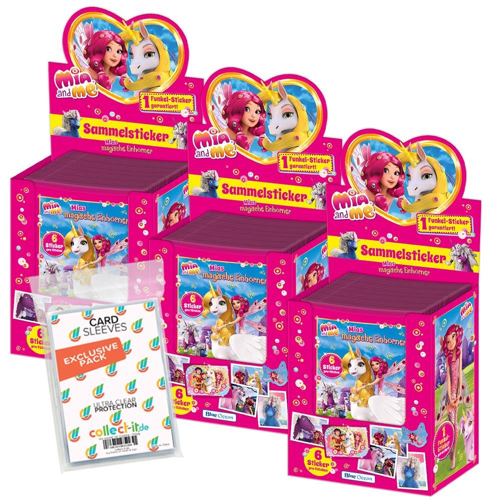 Blue Ocean Sammelkarte collect-it Sleeves + Mia and Me Serie 8 Sticker 3 Displays (150 Tüten)