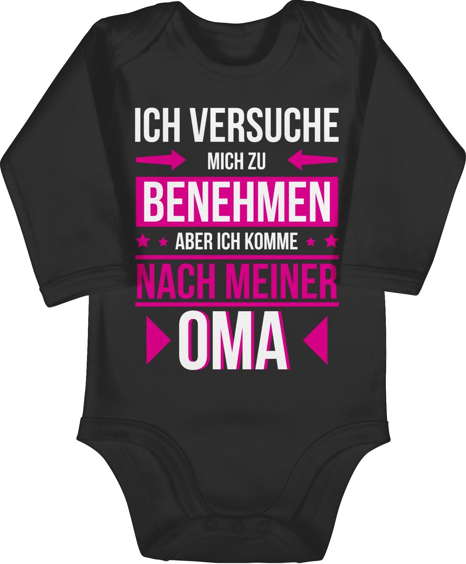 Shirtracer Shirtbody mich Sprüche Ich versuche komme meiner benehmen nach ich Baby 2 aber Oma zu Schwarz