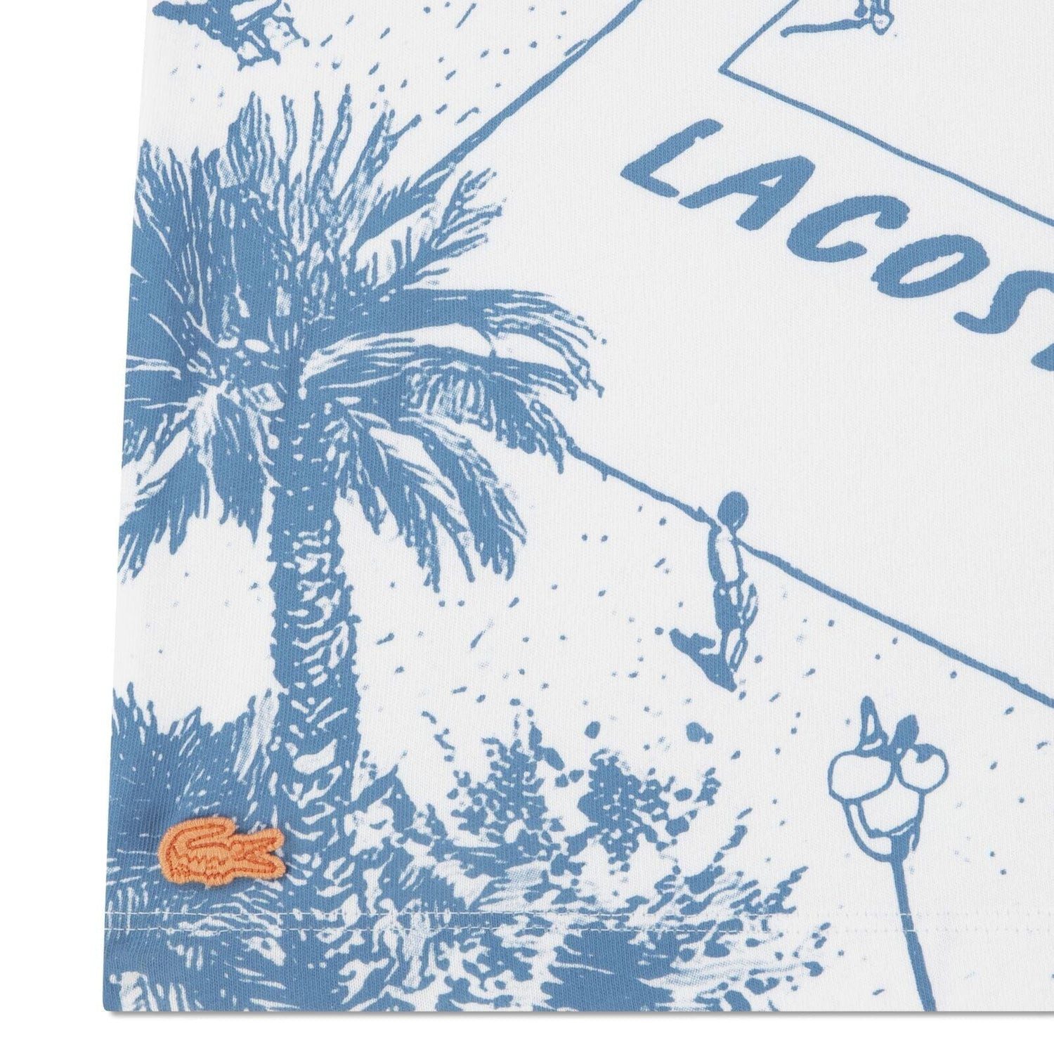 Lacoste T-Shirt Lacoste Kinder T-Shirt – Tennisplatz-Print, Weiß