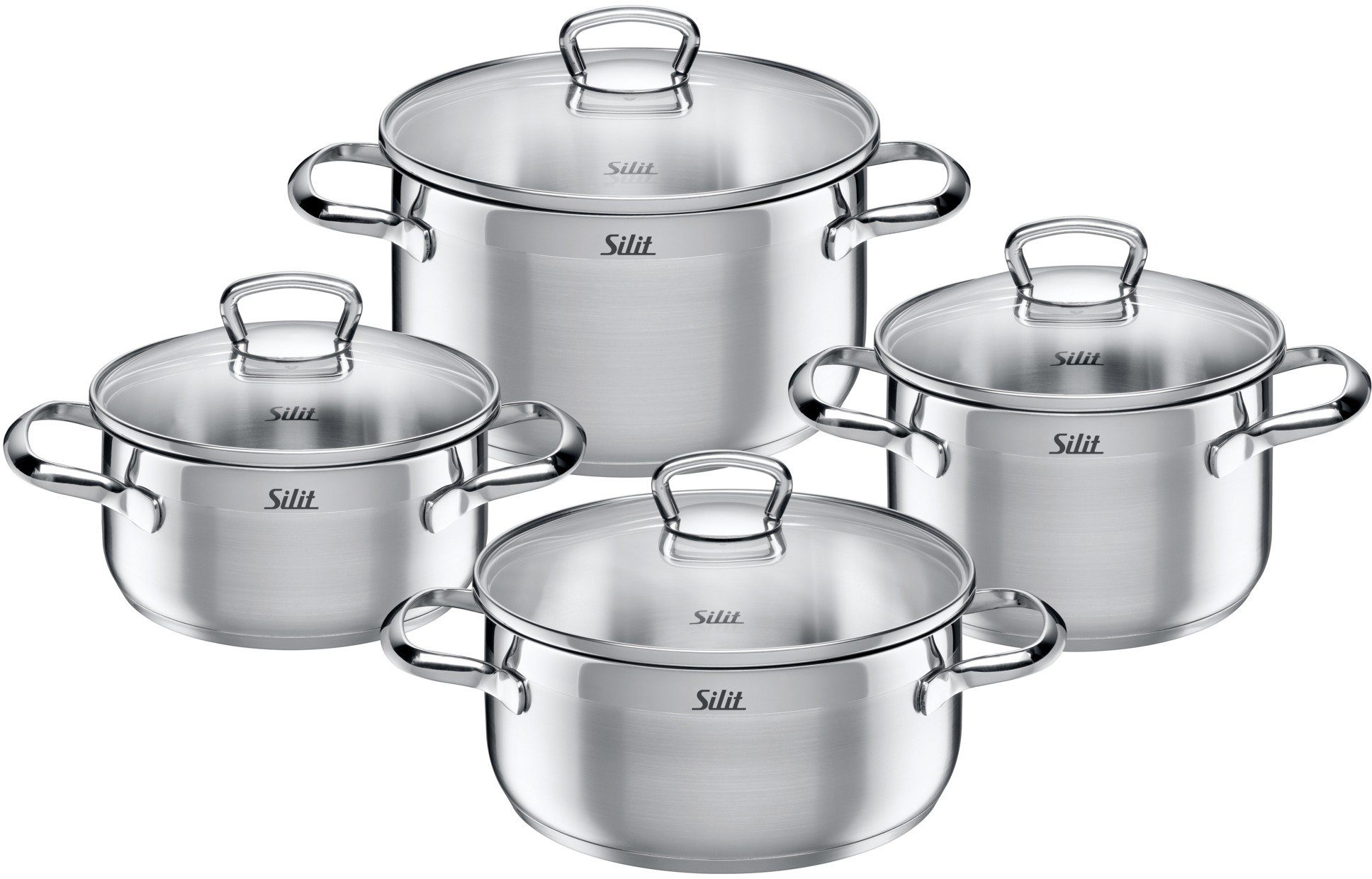 Topf-Set Toskana Induktion, Kochtopf Set mit Glasdeckel, teilmattiert