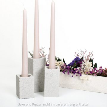 Kreative Feder Kerzenständer Handgegossene Design Kerzenständer aus Beton im 3er Set (Set, 3er-Set), für Teelichter und Kerzen; jedes Einzelstück ein Unikat