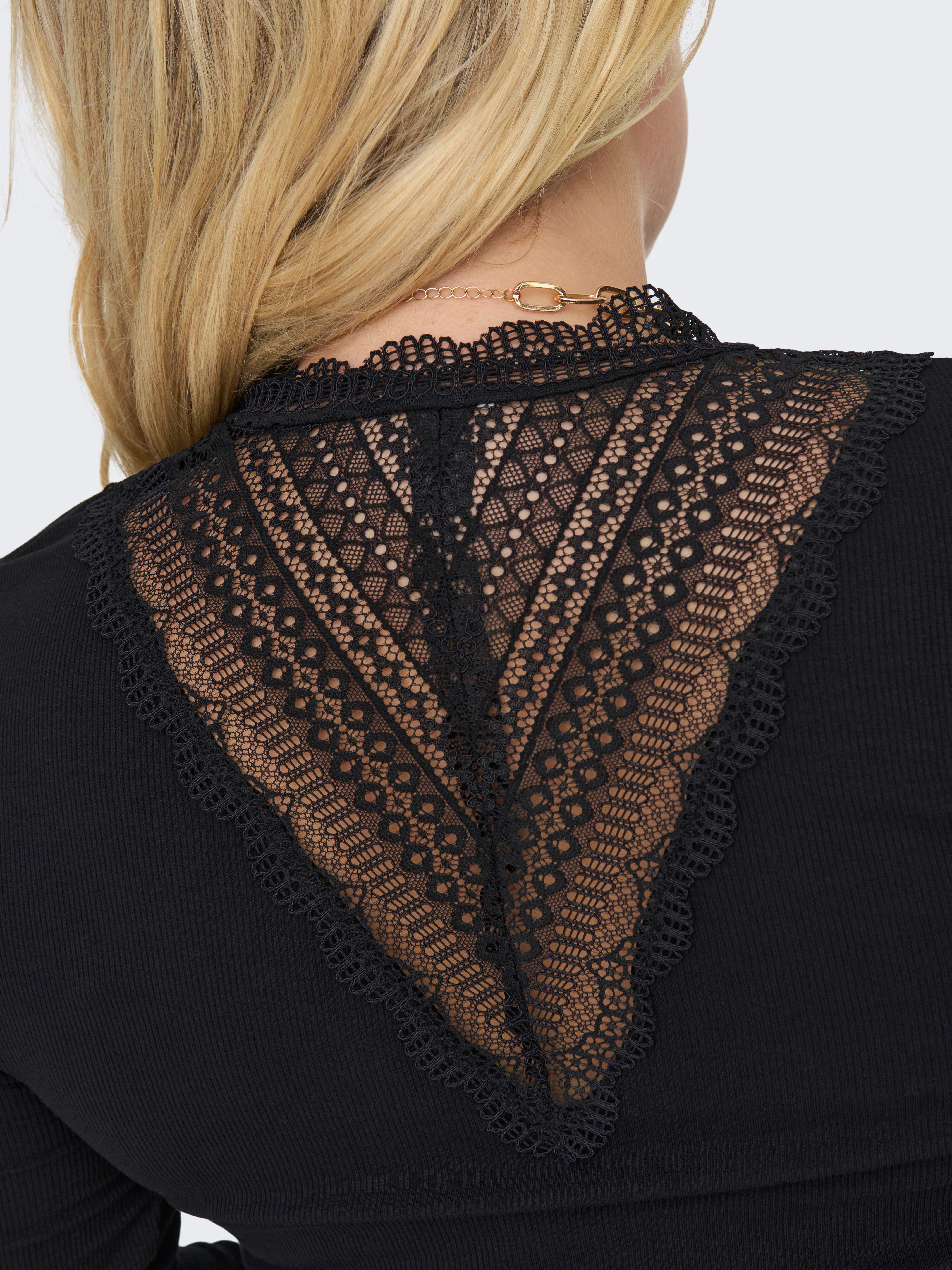 ONLY CARMAKOMA Langarmshirt CARTILDE RIB LACE günstig online kaufen