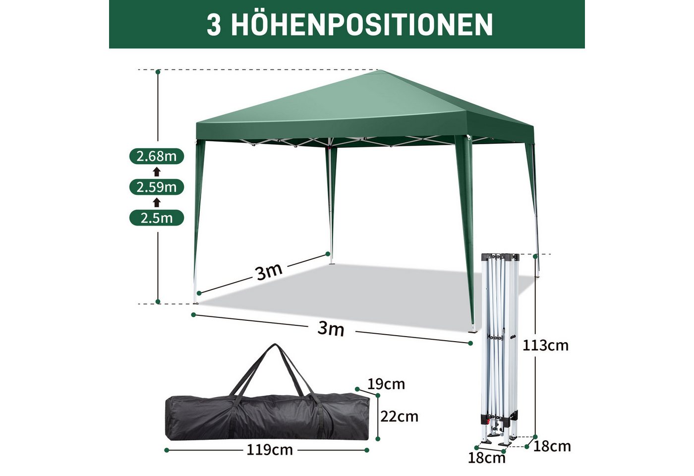 Thumbnail - VINGLI Faltpavillon Pop Out Faltpavillon, BxT: 300x300 cm, inkl. Tragetasche