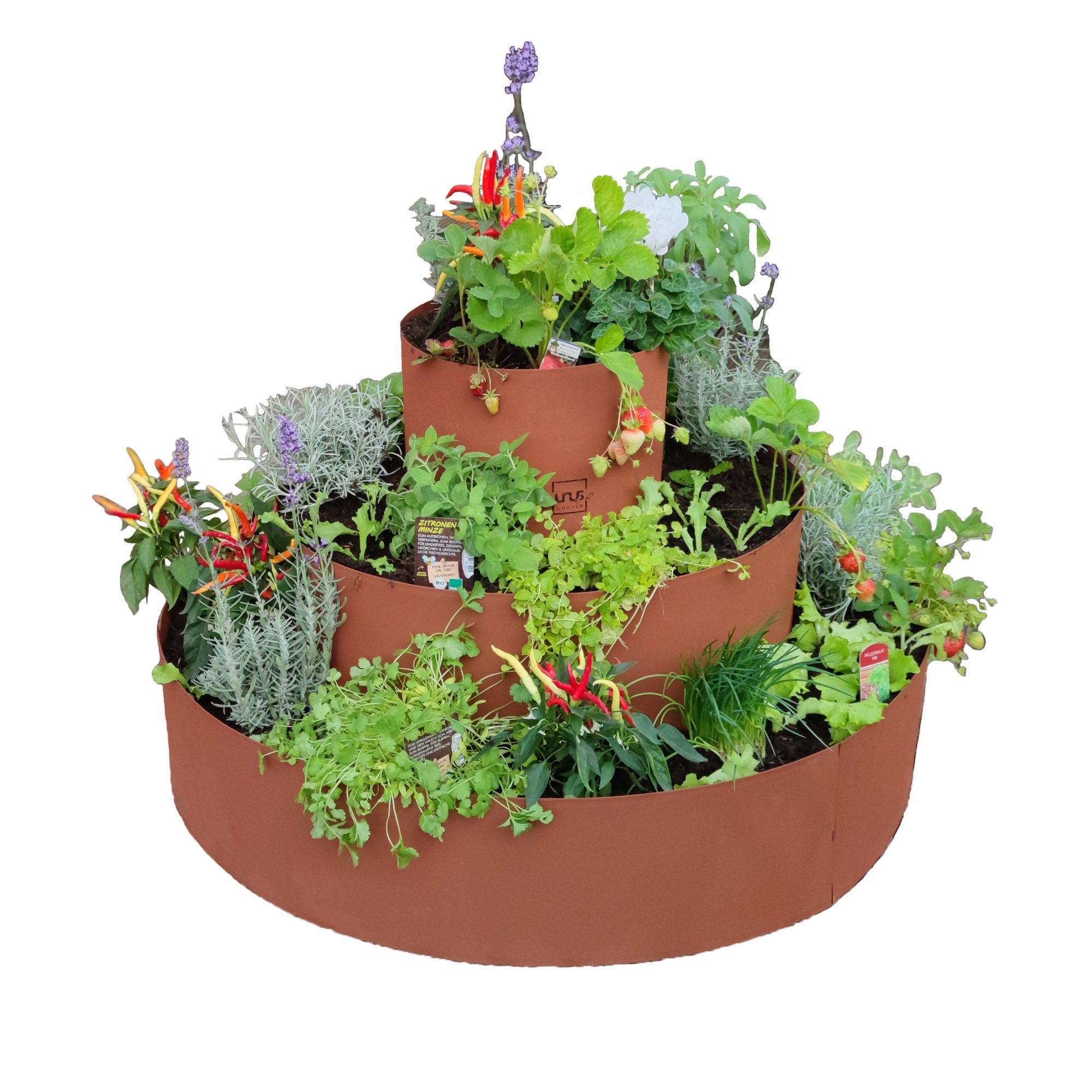UNUS GARDEN Hochbeet Kräuterschnecke Rostoptik, Kräuterspirale Kräuterpyramide Pflanzring