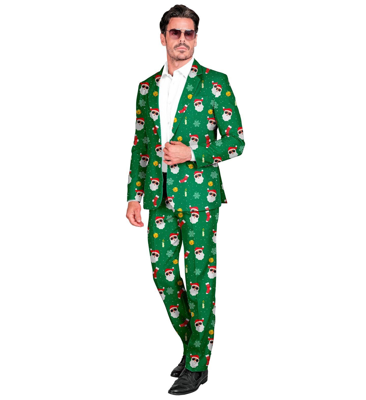Widmann S.r.l. Kostüm Designer Anzug 'Weihnachtsmann' 2-tlg. UV, Grün -
