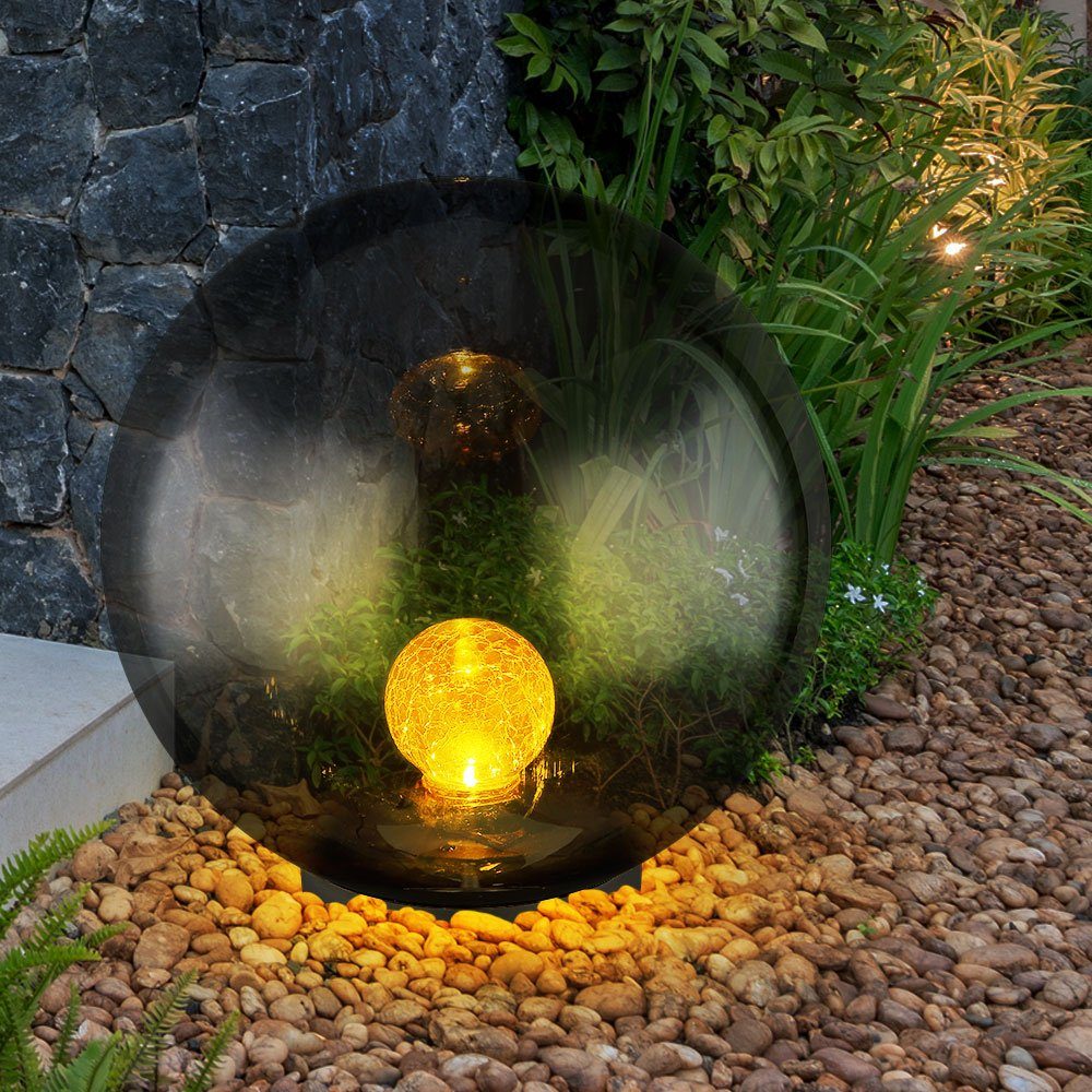 Garten Globo LED-Leuchtmittel Kugel den verbaut, Solar Kugel Gartenleuchte, für fest Solarleuchten LED Gartenleuchten rund