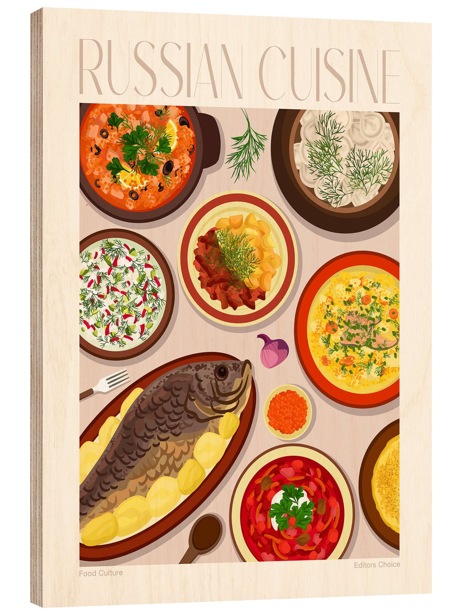 Posterlounge Wandbild Traditional Food - Russian Cuisine, Editors Choice, erhältlich als Poster, Leinwandbild, Wandsticker oder Acrylglasbild