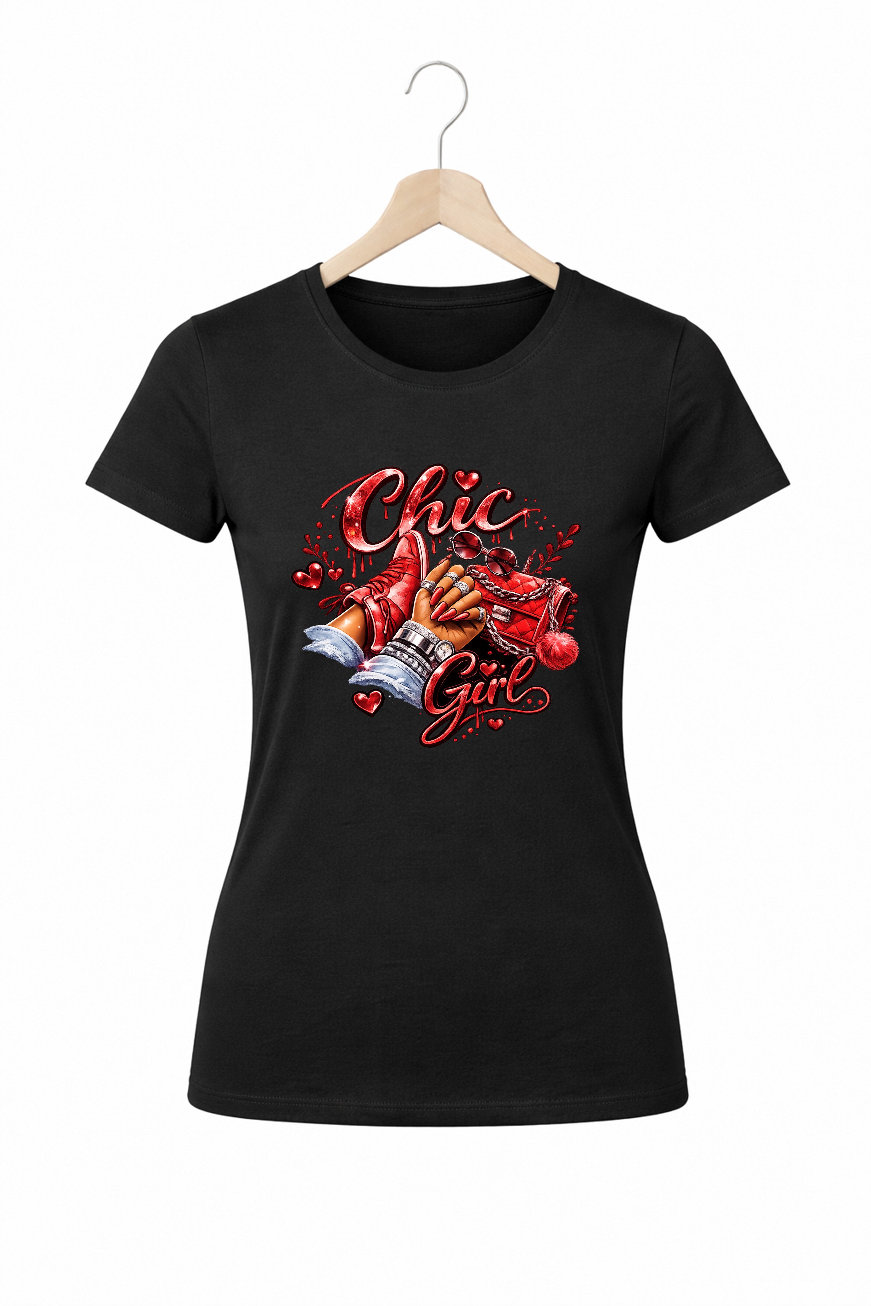 Banco T-Shirt Damen Chic Girl Print Baumwolle Rundhals Casual Style Damen Oberteil Chic Girl Print Baumwolle Rundhals Casual Stylelook
