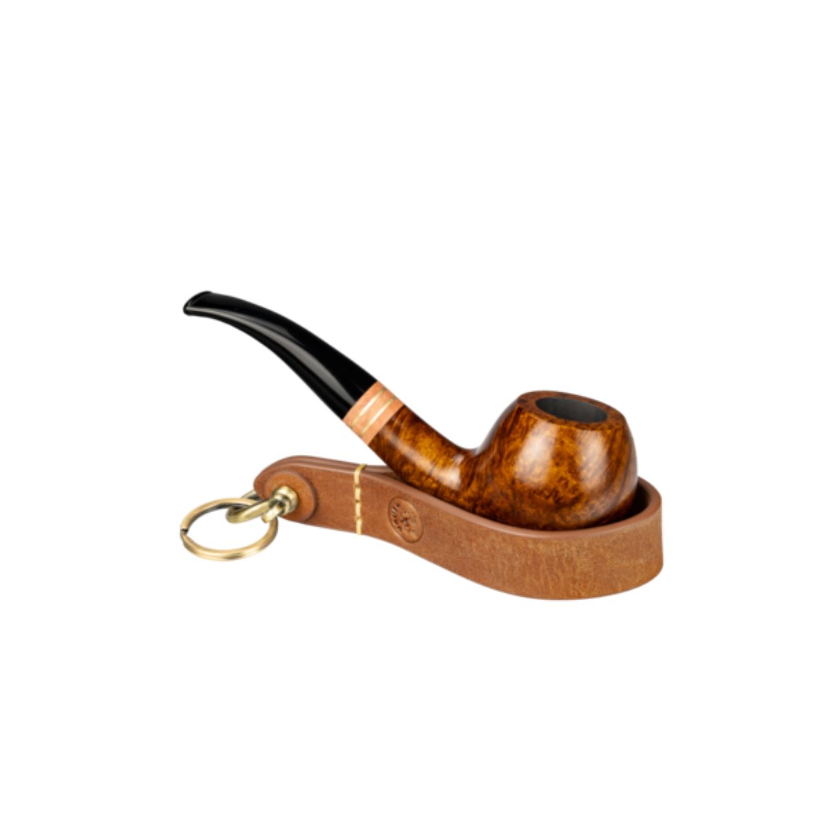 VAUEN Schlüsselanhänger aus braunem Leder mit Metallring & Pfeifenständer für unterwegs, aus Leder, Vauen Neuheit 2026