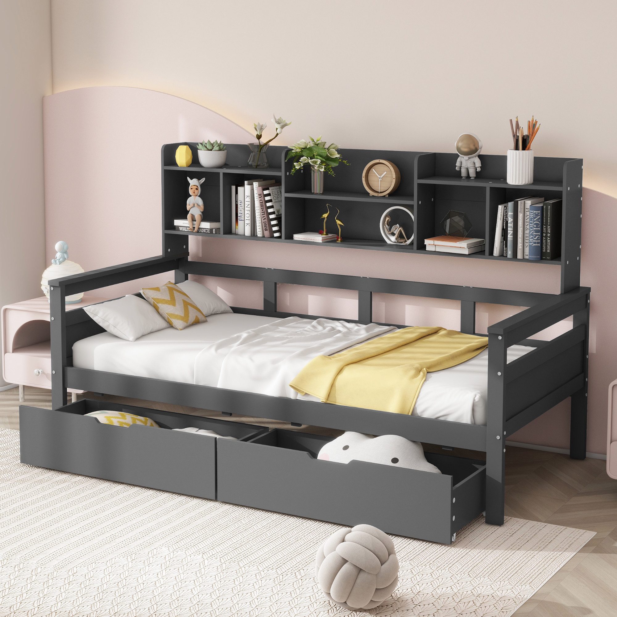 Flieks Daybett, Schlafsofa Kinderbett Einzelbett 90x200cm mit 2 Schubladen günstig online kaufen