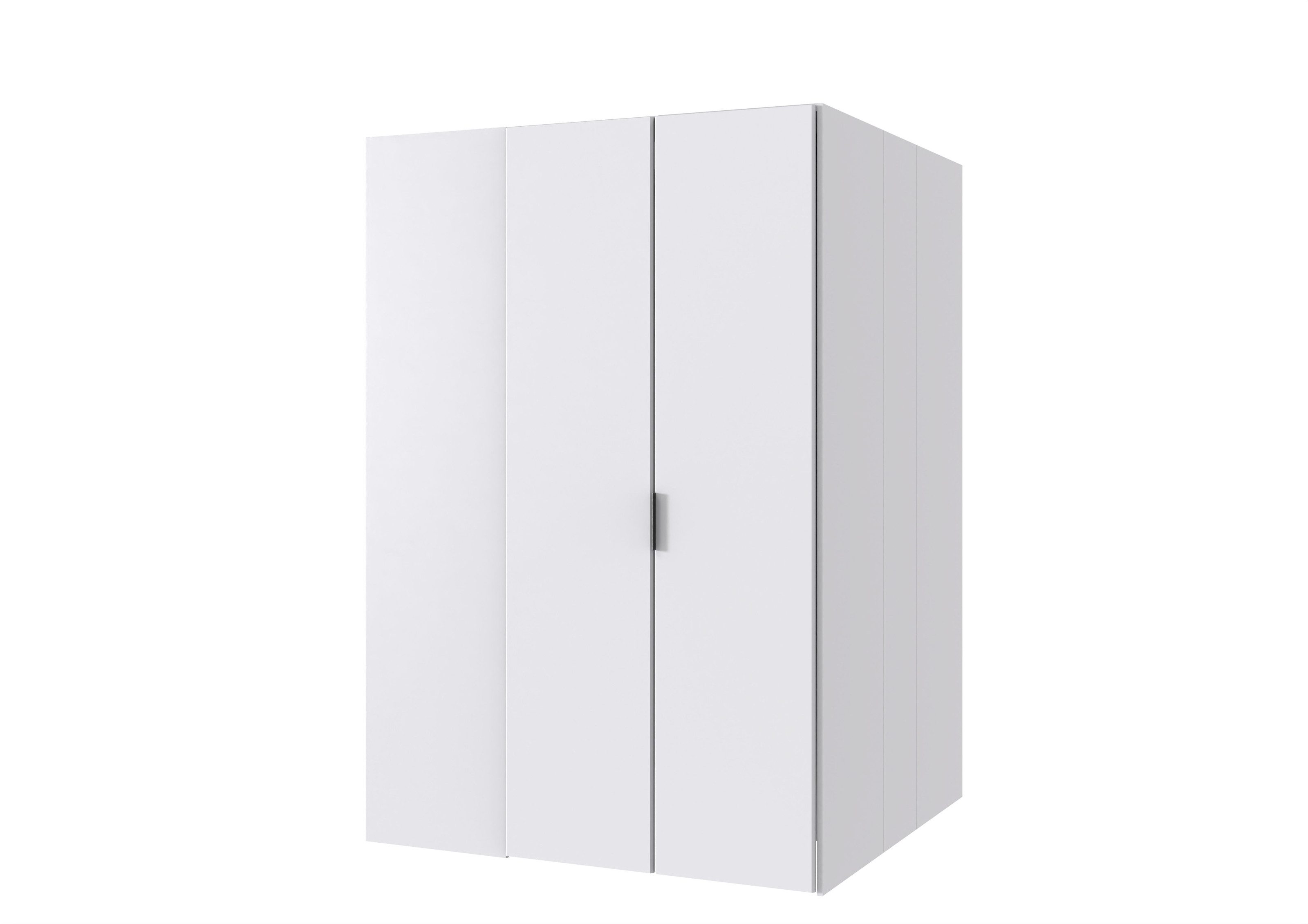 freiraum Drehtürenschrank NORDERNEY begehbar, 9 Böden, Stange, Spiegel, in WEISS - 135x197x97cm (BxHxT)