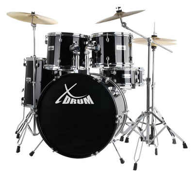 XDrum Schlagzeug Semi 20" Studio,Komplettes Drumset, inkl. Hocker, Drumsticks, Crash Becken & Galgenbeckenständer, Kesselgrößen: 20" BD, 10" TT, 12" TT, 14" FT, 14" SD