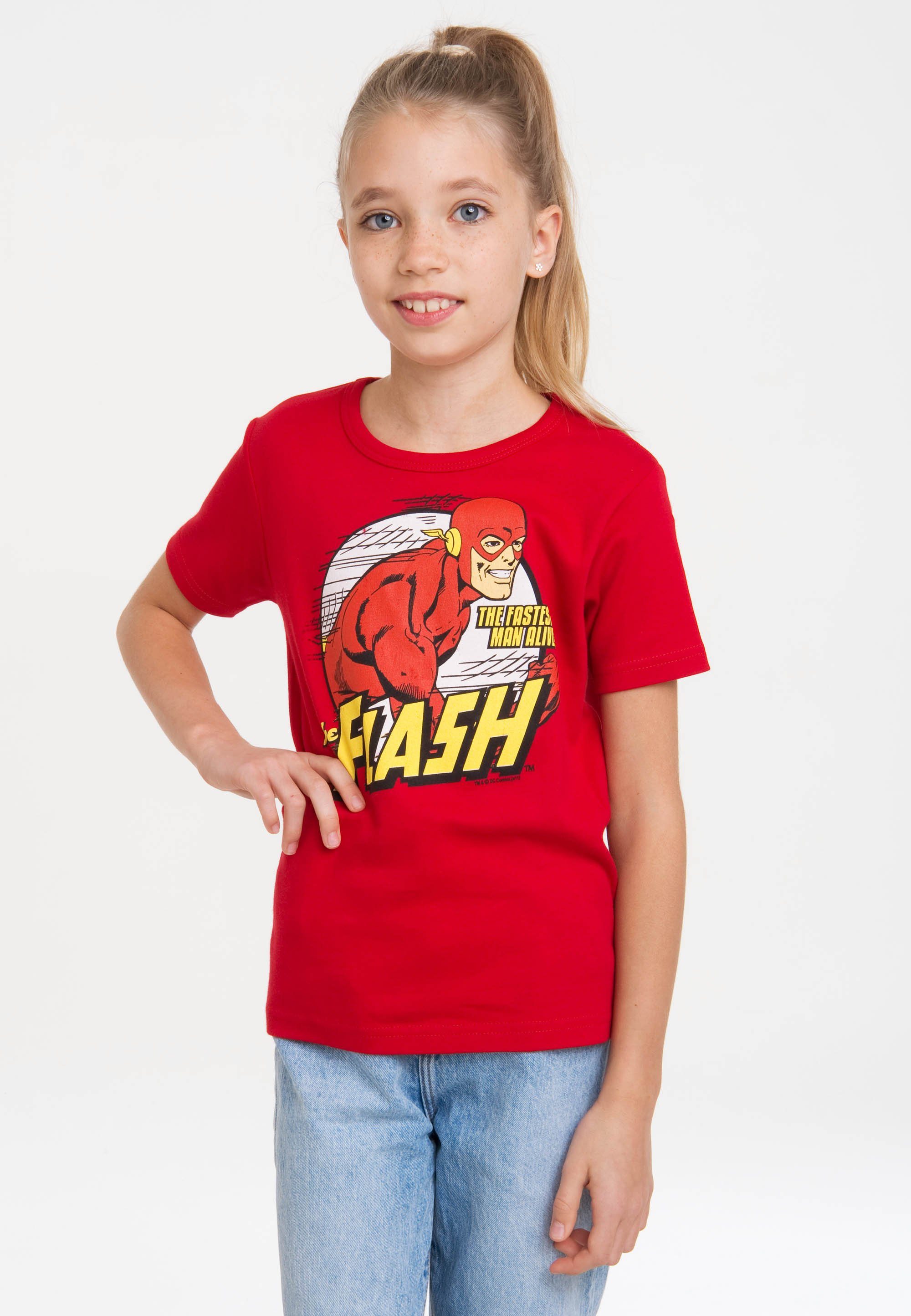 coolem T-Shirt Alive mit Superhelden-Print LOGOSHIRT Man Fastest The