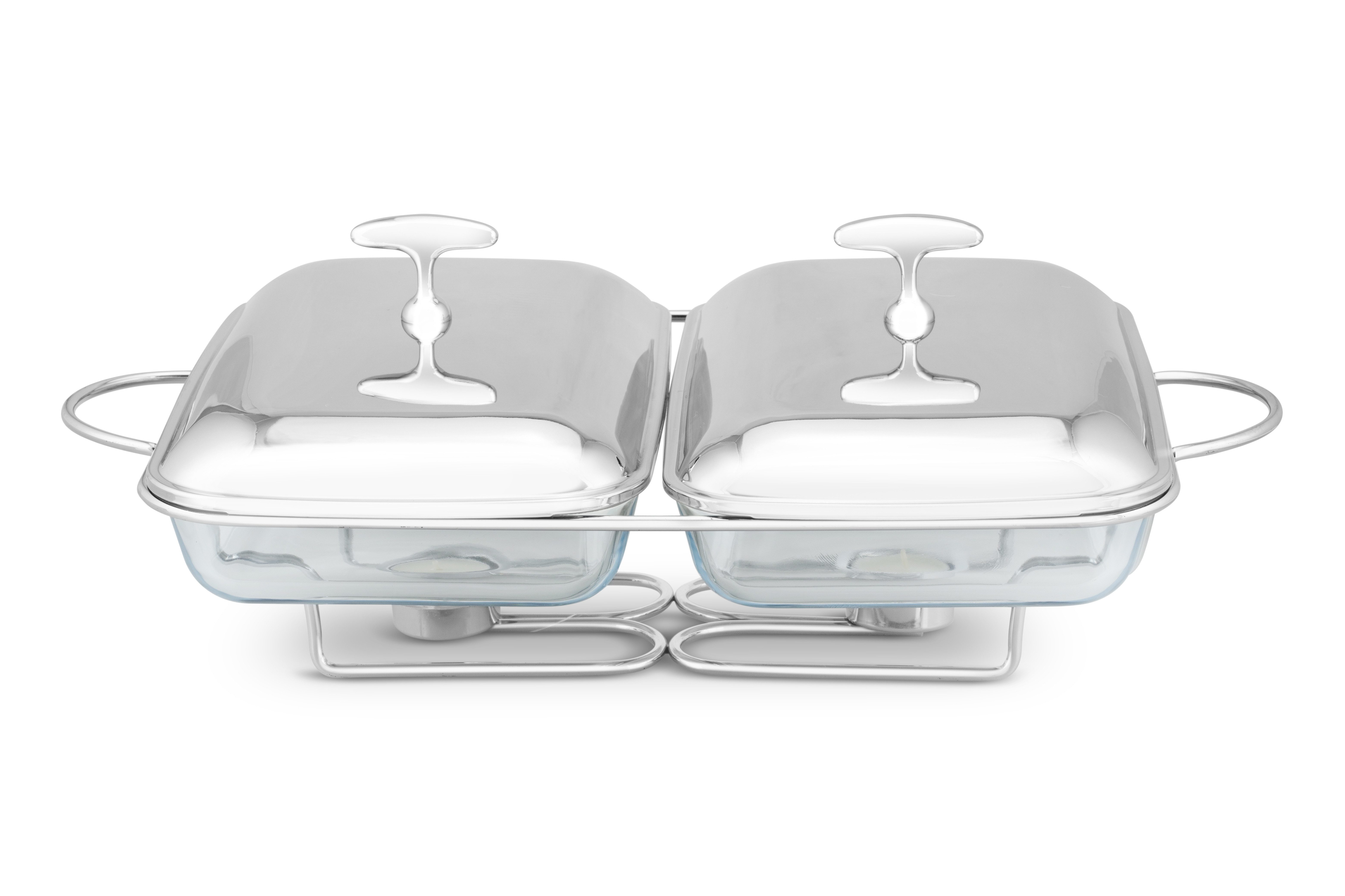 Edenberg Stövchen Speisenwärmer Gehärtetes Glas Edelstahl Warmhaltebehälter Catering, (2x 1.8L, 3-tlg., Eine ideale Geschenkidee! Sehr hochwertig) – Bild 2 von 5