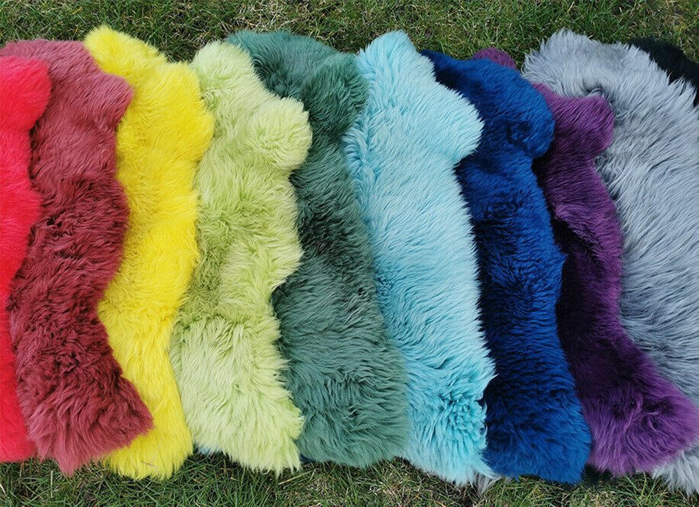 Provellus Fellteppich Öko Lammfell bunt gefärbt, weich – Länge 80–120 cm, 80cm-100cm lang