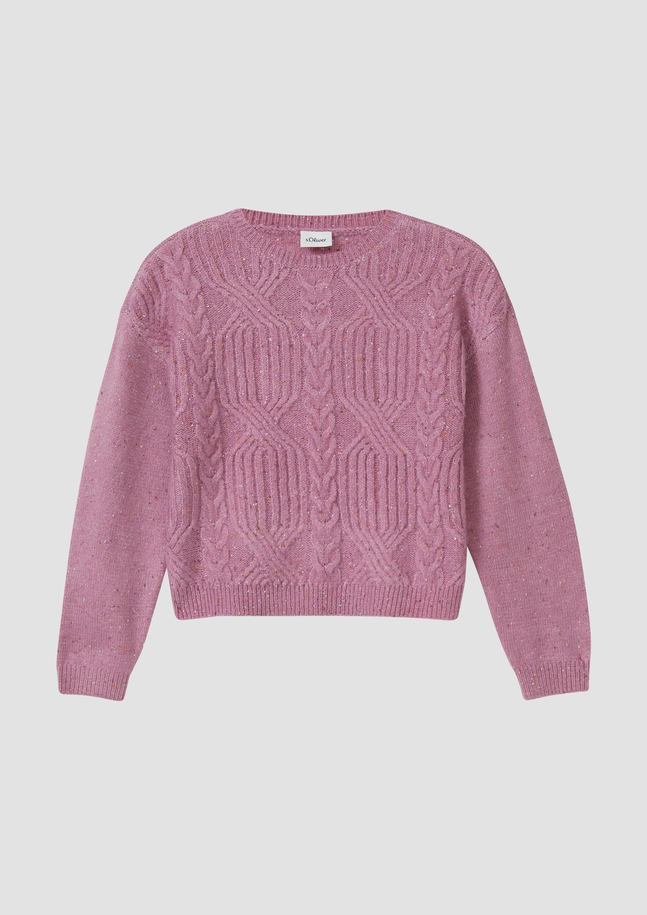 s.Oliver Longpullover Strickpullover Kurzer Strickpullover im Loose Fit mit Zopfmuster