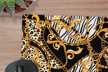 MuchoWow Gaming Mauspad Halskette - Gold - Panther - Zebra (1-St), Mousepad mit Rutschfester Unterseite, Gaming, 40x40 cm, XXL, Großes