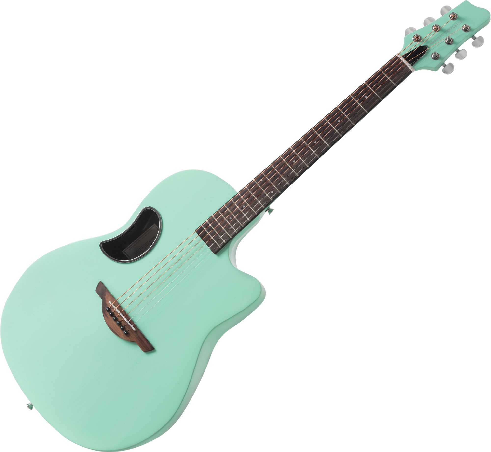 Classic Cantabile Westerngitarre CS-100TQ Westerngitarre Türkis - Akustikgitarre aus Carbonfaser, Korpusform: Roundback mit Cutaway