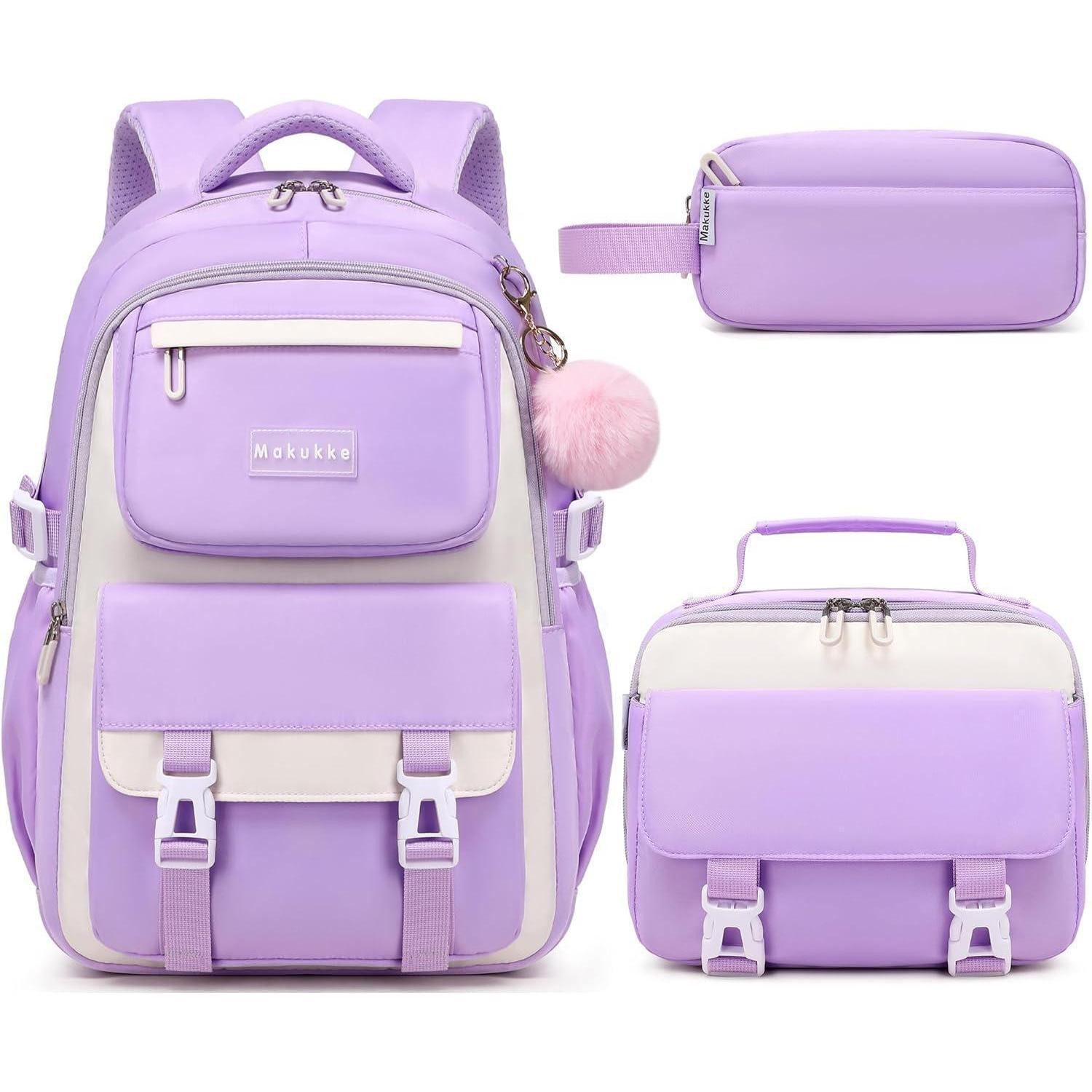Schulrucksack Schulrucksack Mädchen Teenager Schulranzen Wasserdicht 30L Lila