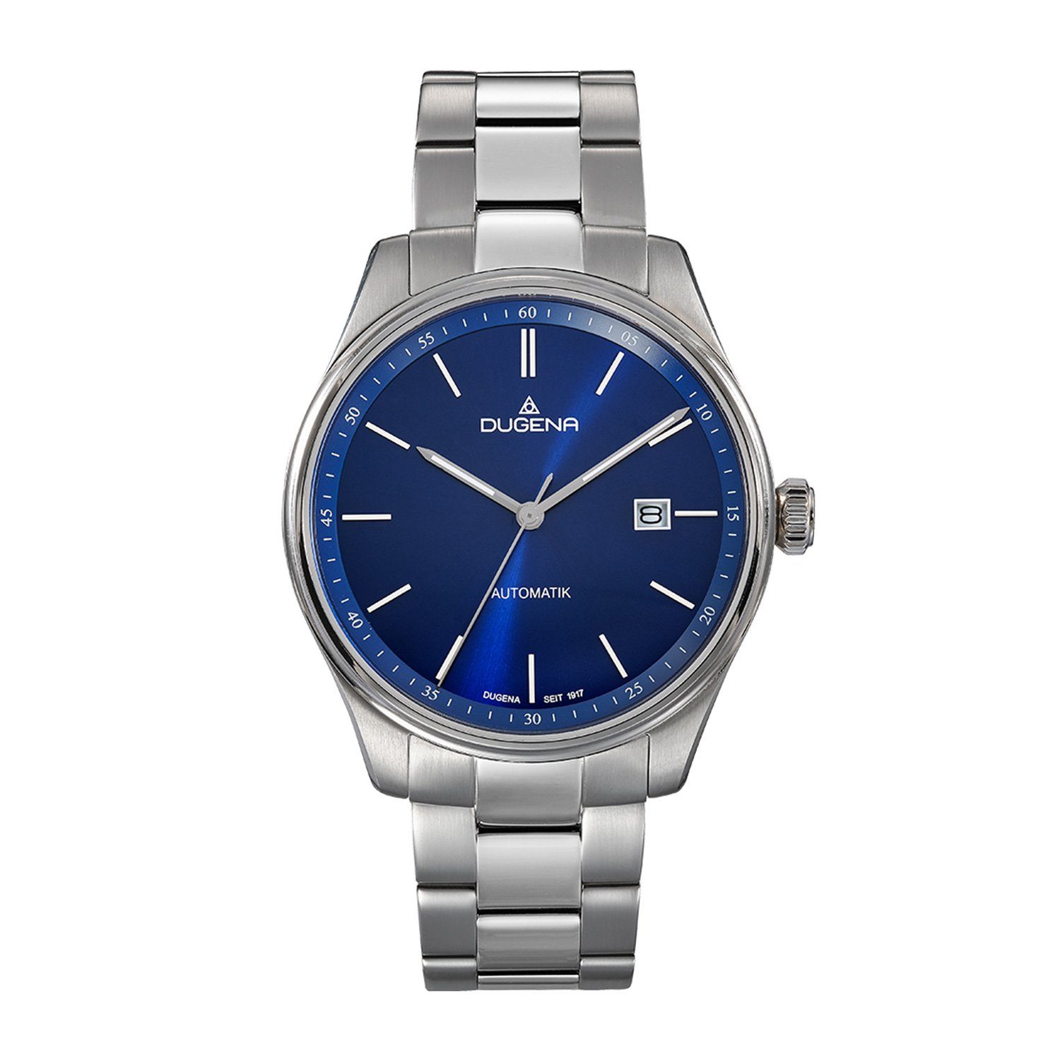 Dugena Quarzuhr Herrenuhr 4461090 Milano Automatik, blaues Zifferblatt, Edelstahl, Saphirglas